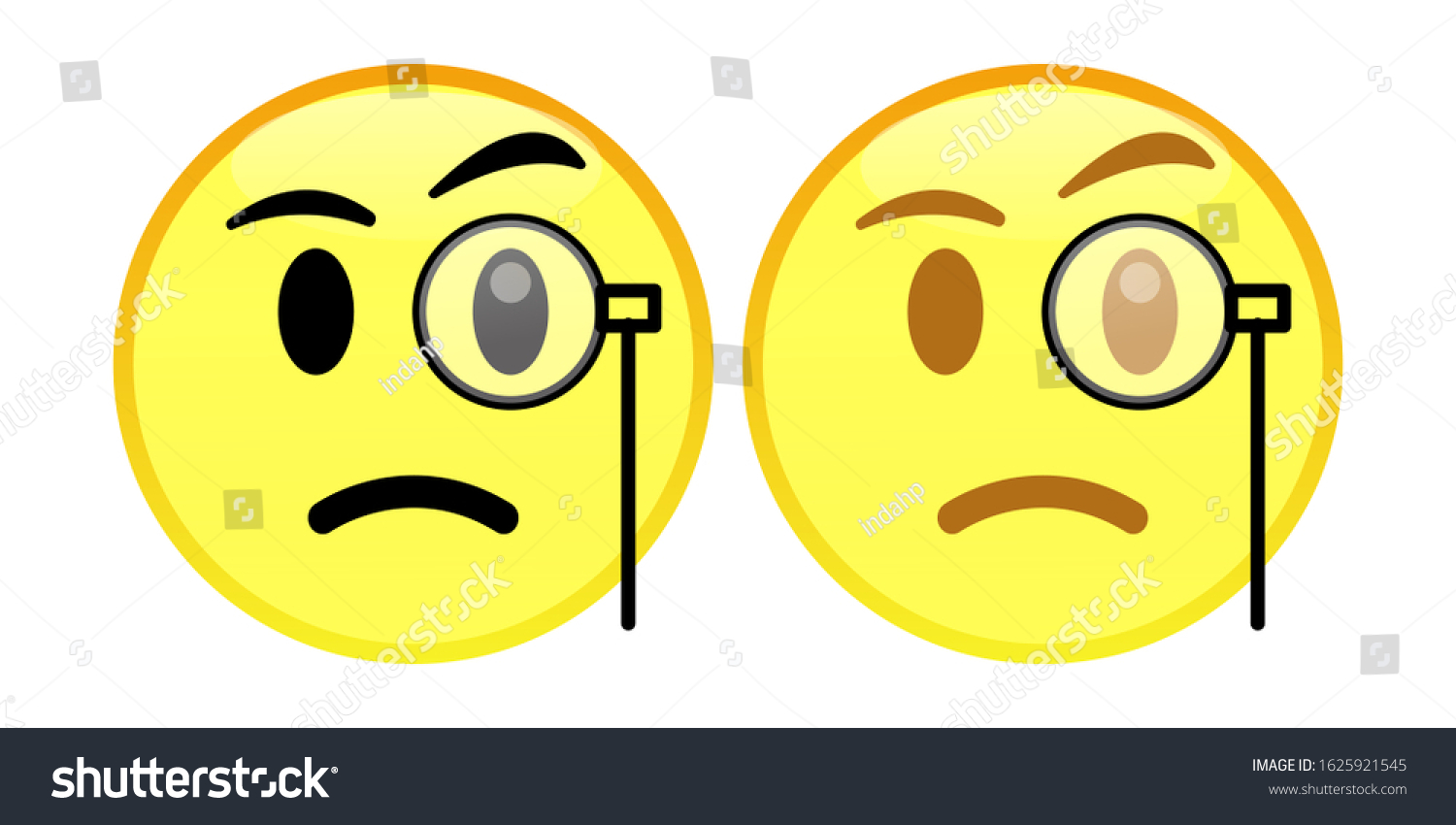 Monocle Emoji Yellow Face Furrowed Eyebrows Vector De Stock Libre De Regalías 1625921545 