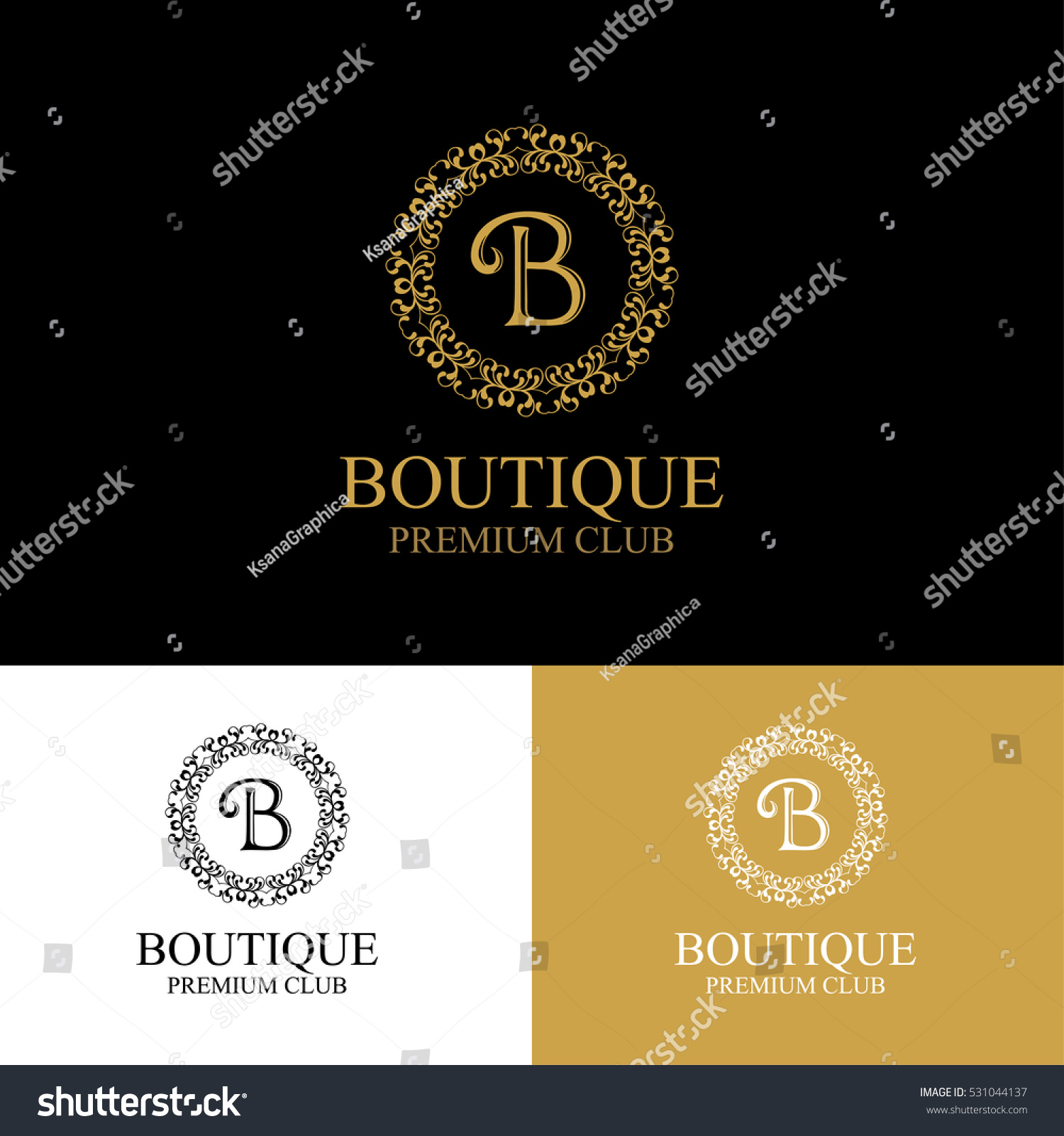 Monogram Emblem Dark Light Gold Color Stock Vector (Royalty Free ...