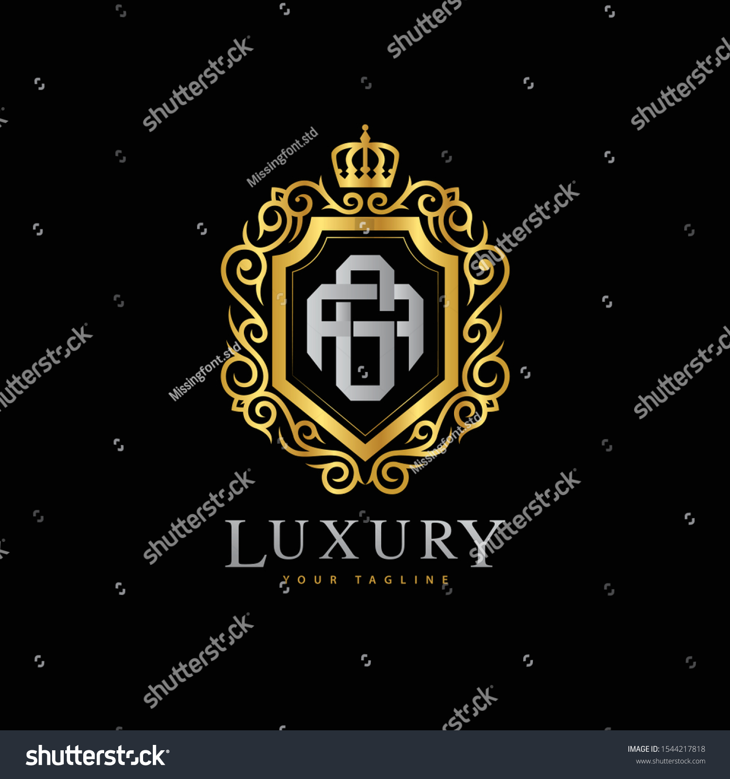 Monogram Letter Ag Luxury Royal Crown Stock Vector (Royalty Free ...