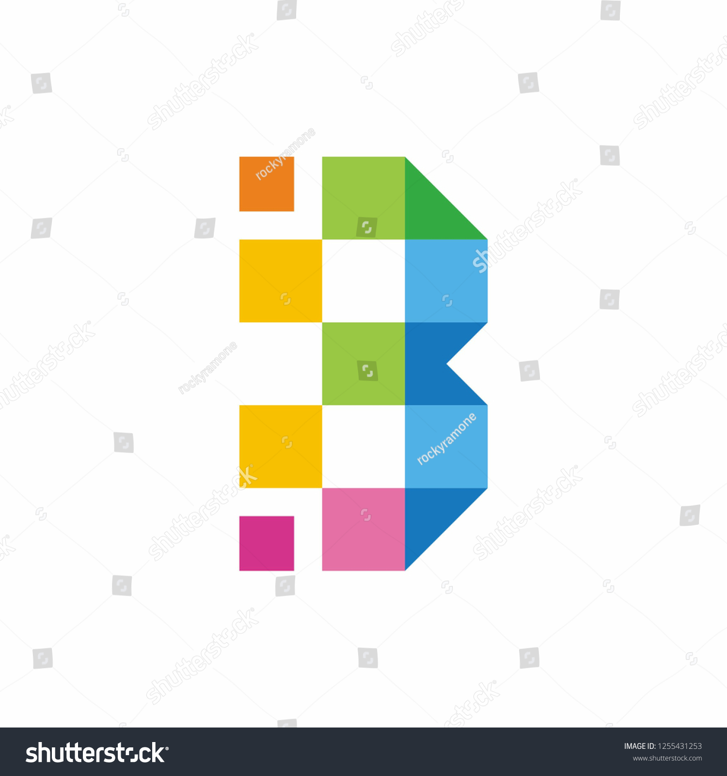 Monogram Letter B Geometric Square Pixel Stock Vector (Royalty Free ...