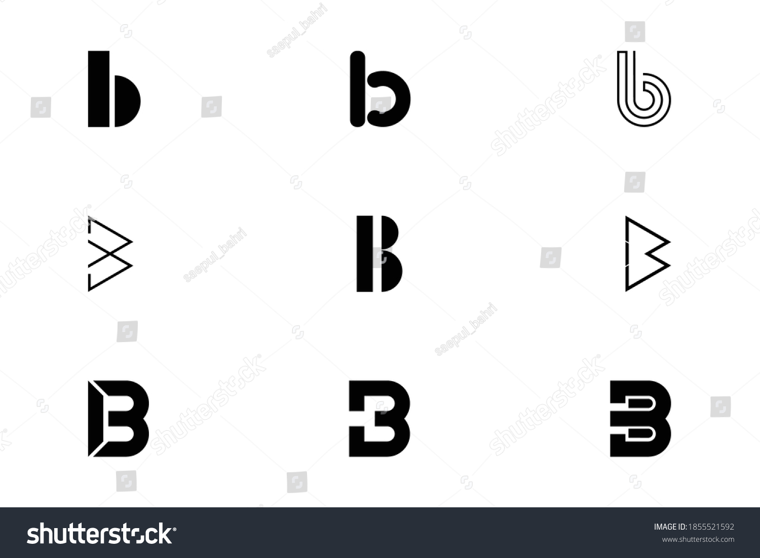 Monogram Letter B Logo Design Templates Stock Vector (Royalty Free ...