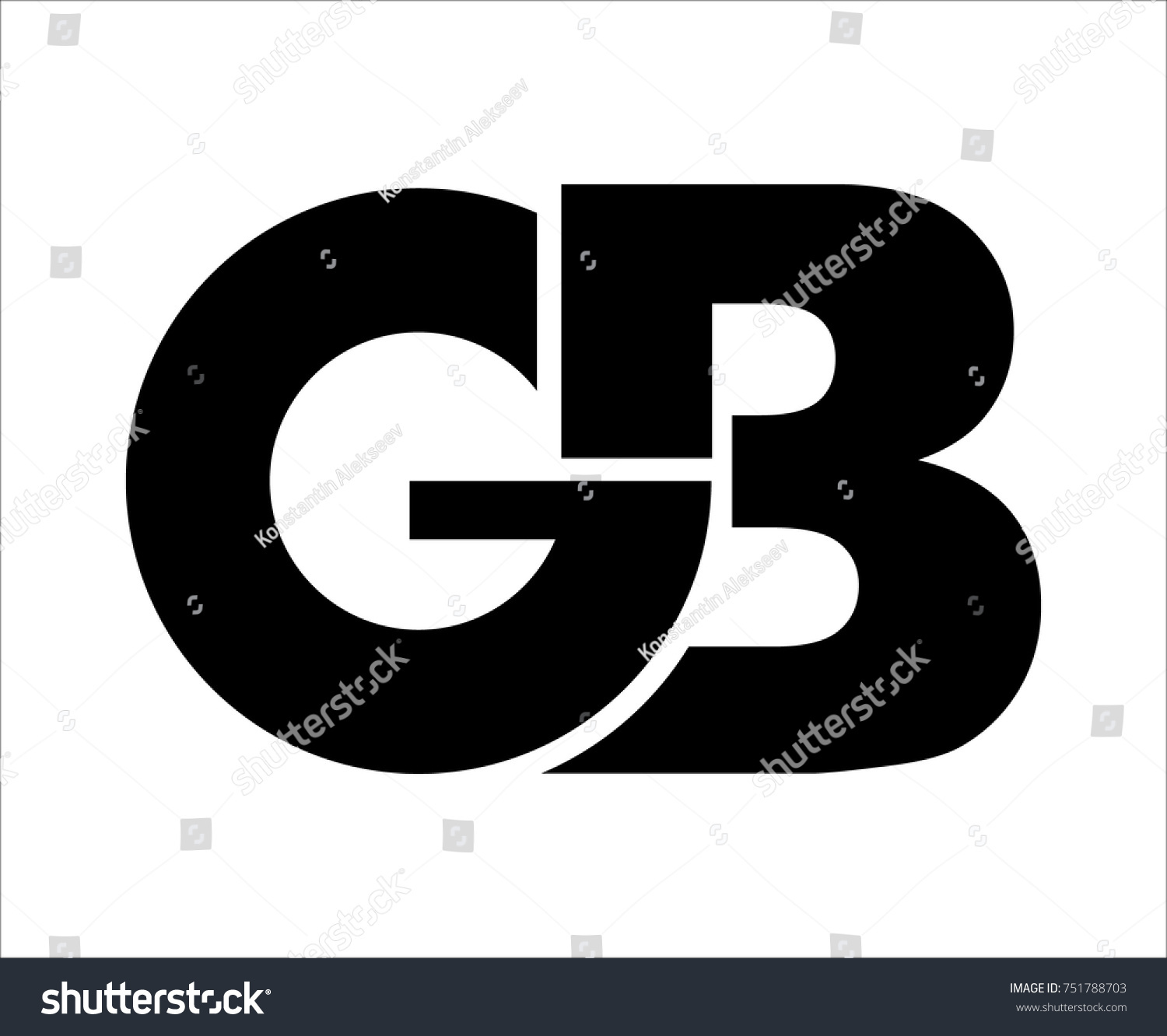 Monogram Logo G B Stock Vector Royalty Free