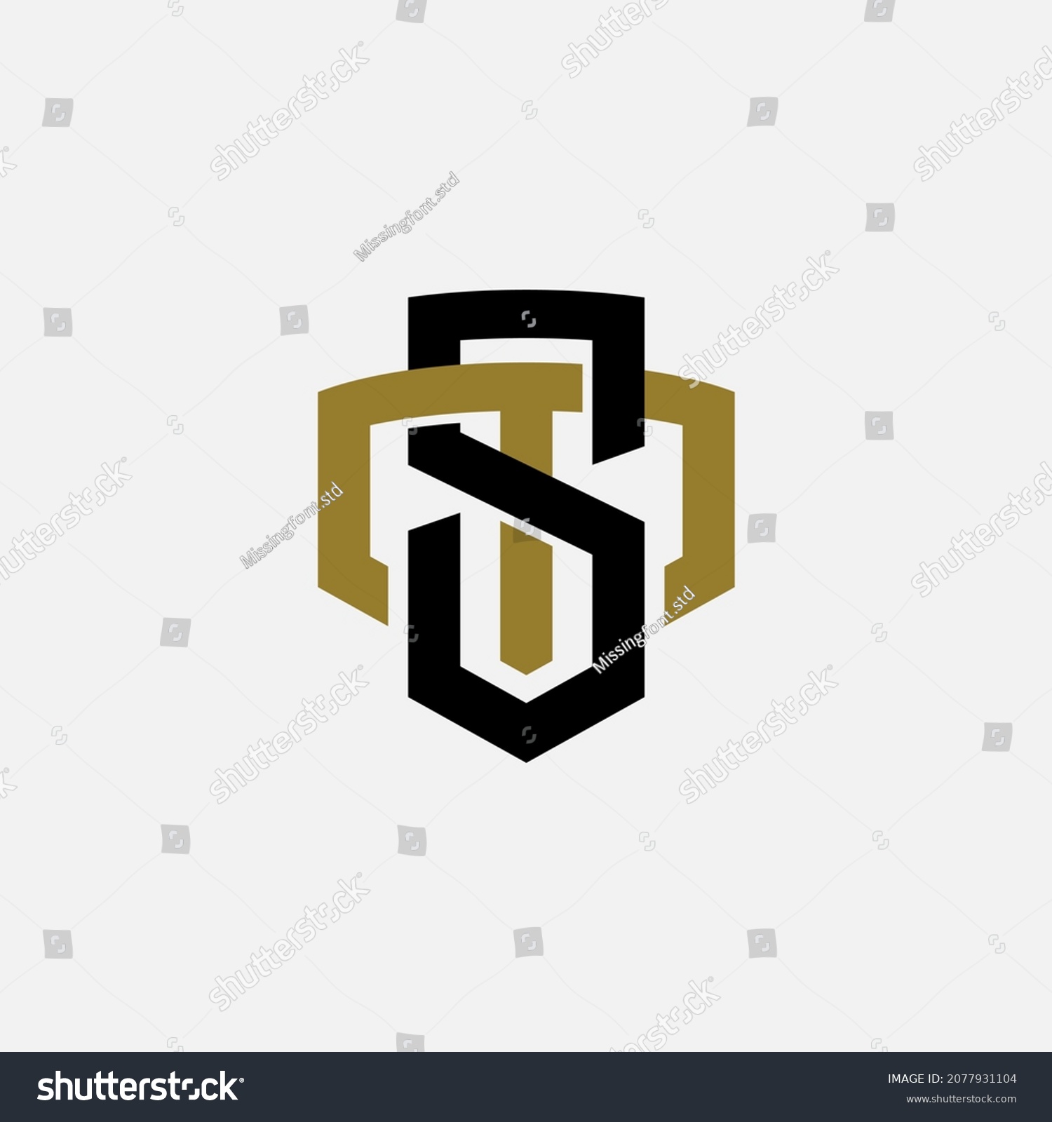 Monogram Logo Initial Letters M S Stock Vector (Royalty Free) 2077931104