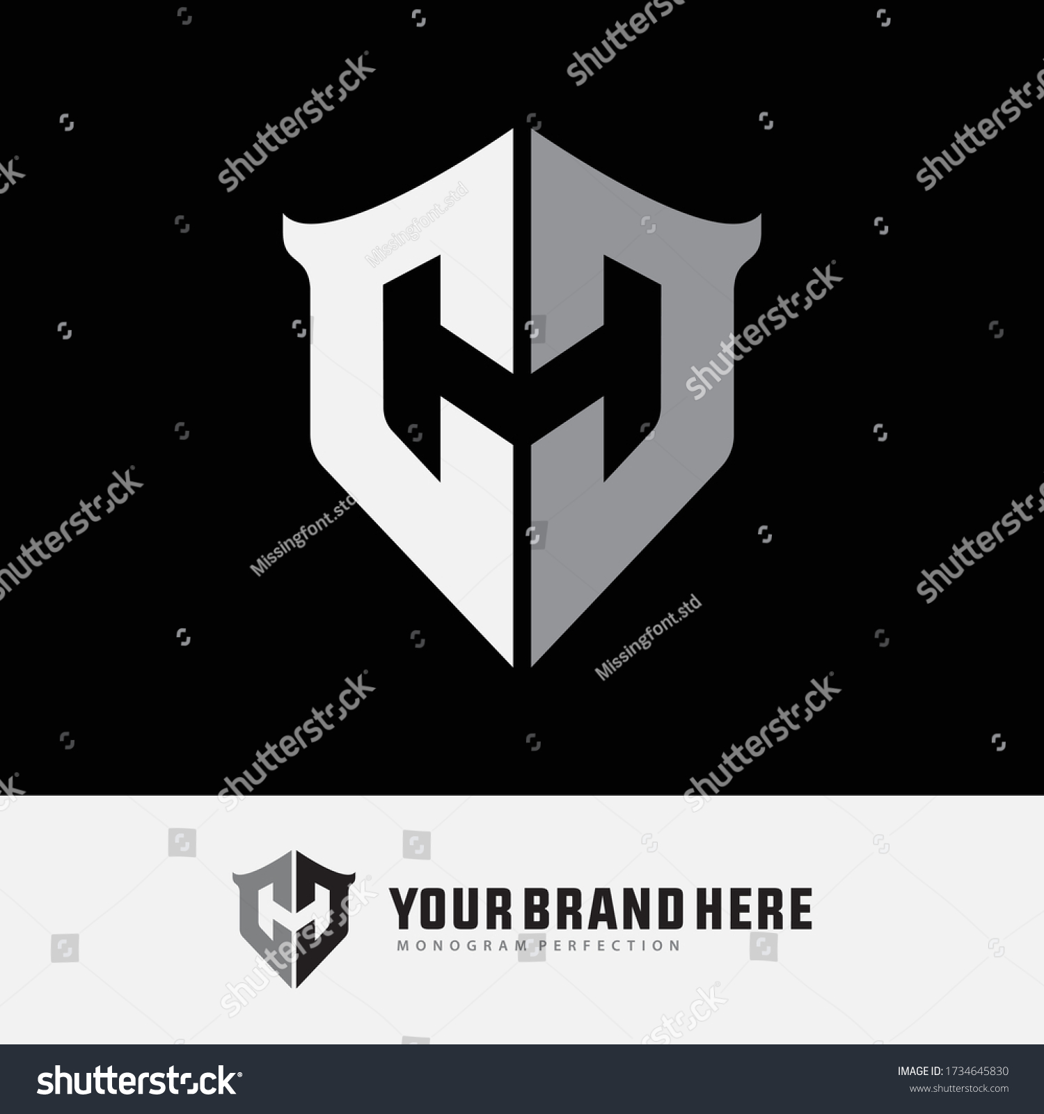 Monogram Logo Letter C Cc Cch Stock Vector (Royalty Free) 1734645830