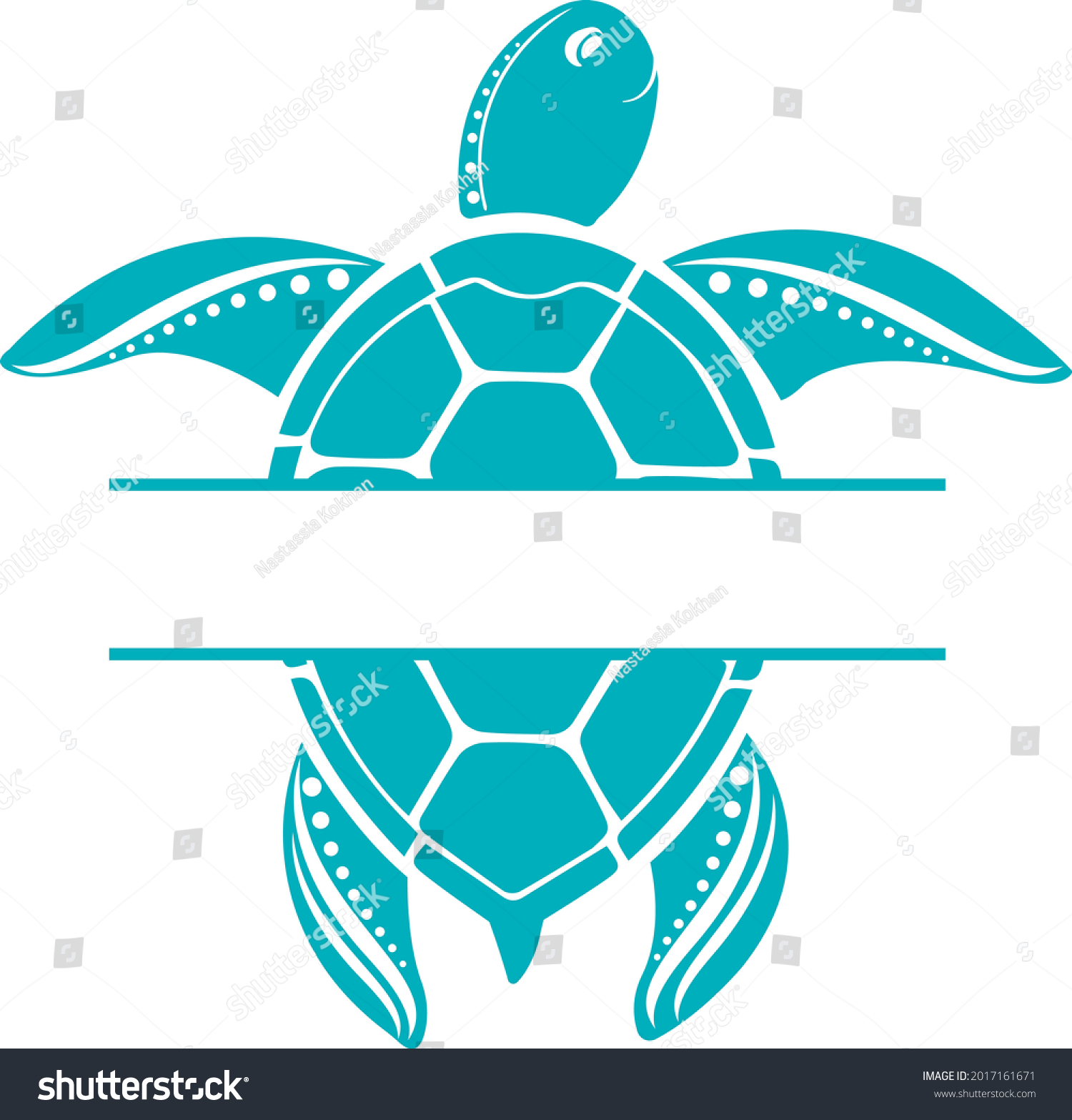 SVG of Monogram turtle svg vector Illustration isolated on white background. Sea turtle silhouette cut file. Sea animal svg. Concept undersea world illustration svg