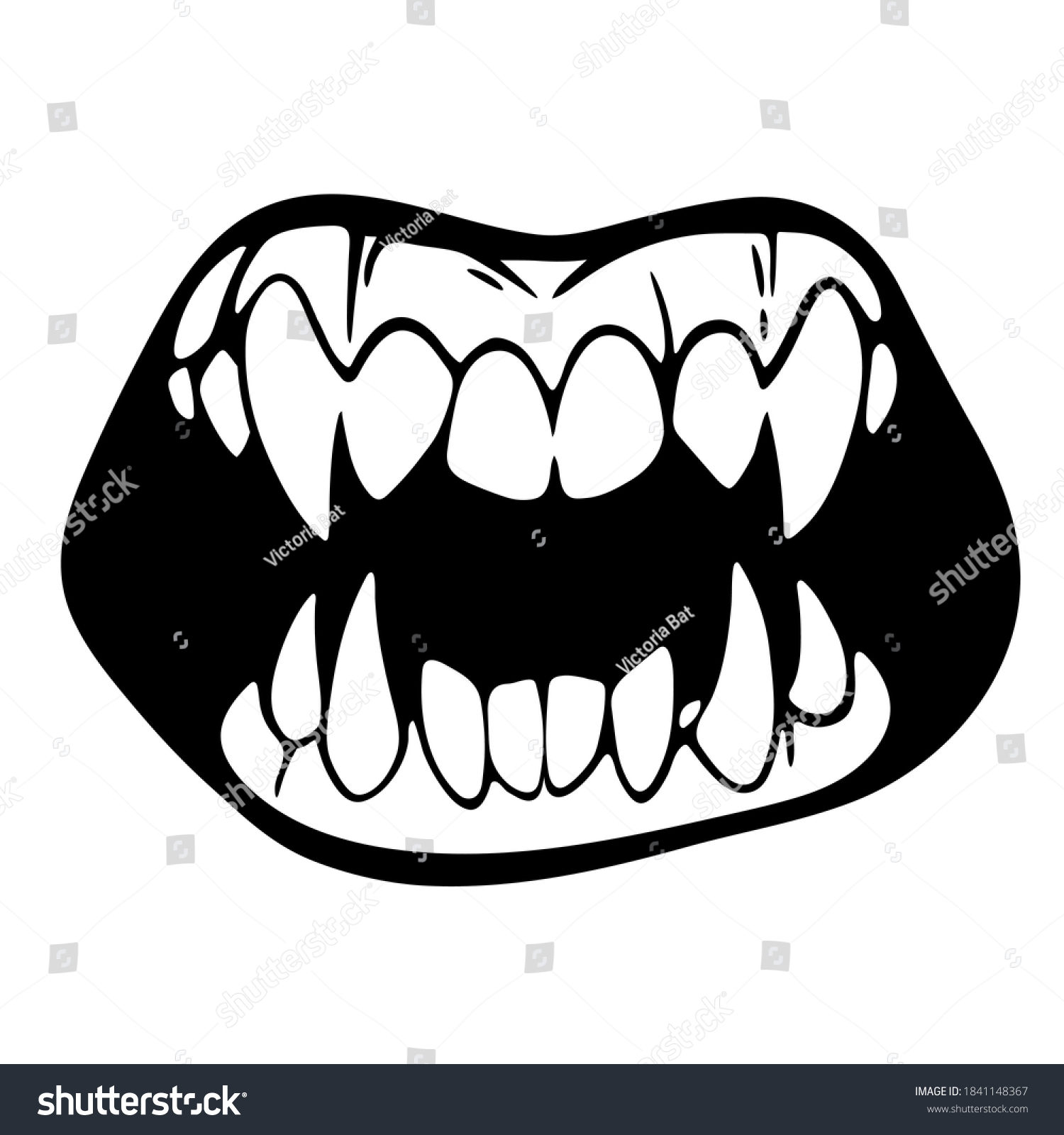 Monster Mouth Sharp Teeth Stock Vector (Royalty Free) 1841148367 ...