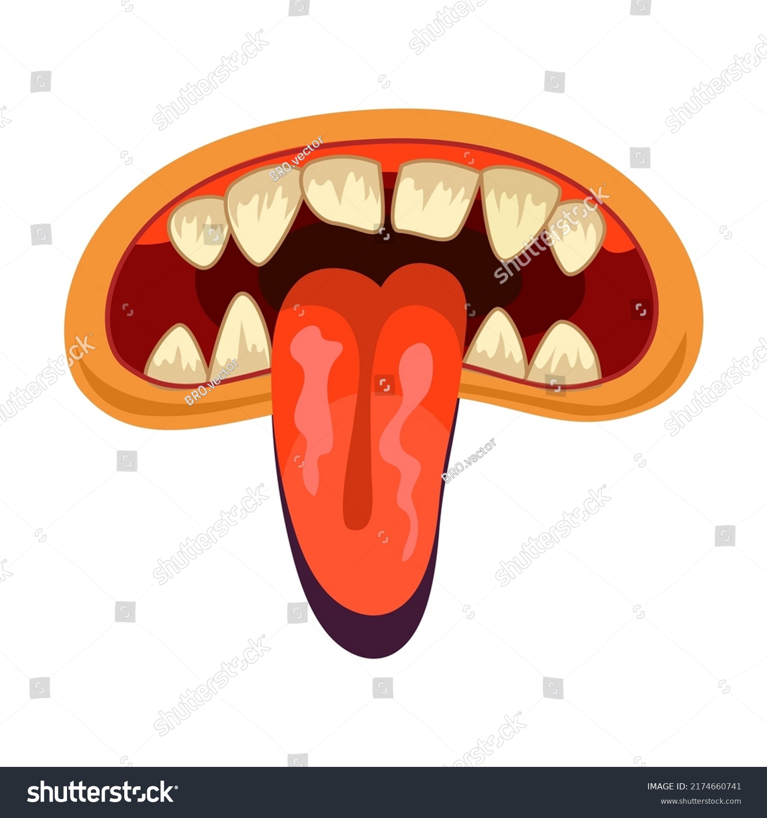 Monster Orange Mouth Illustration Cartoon Style Stock Vector (Royalty ...