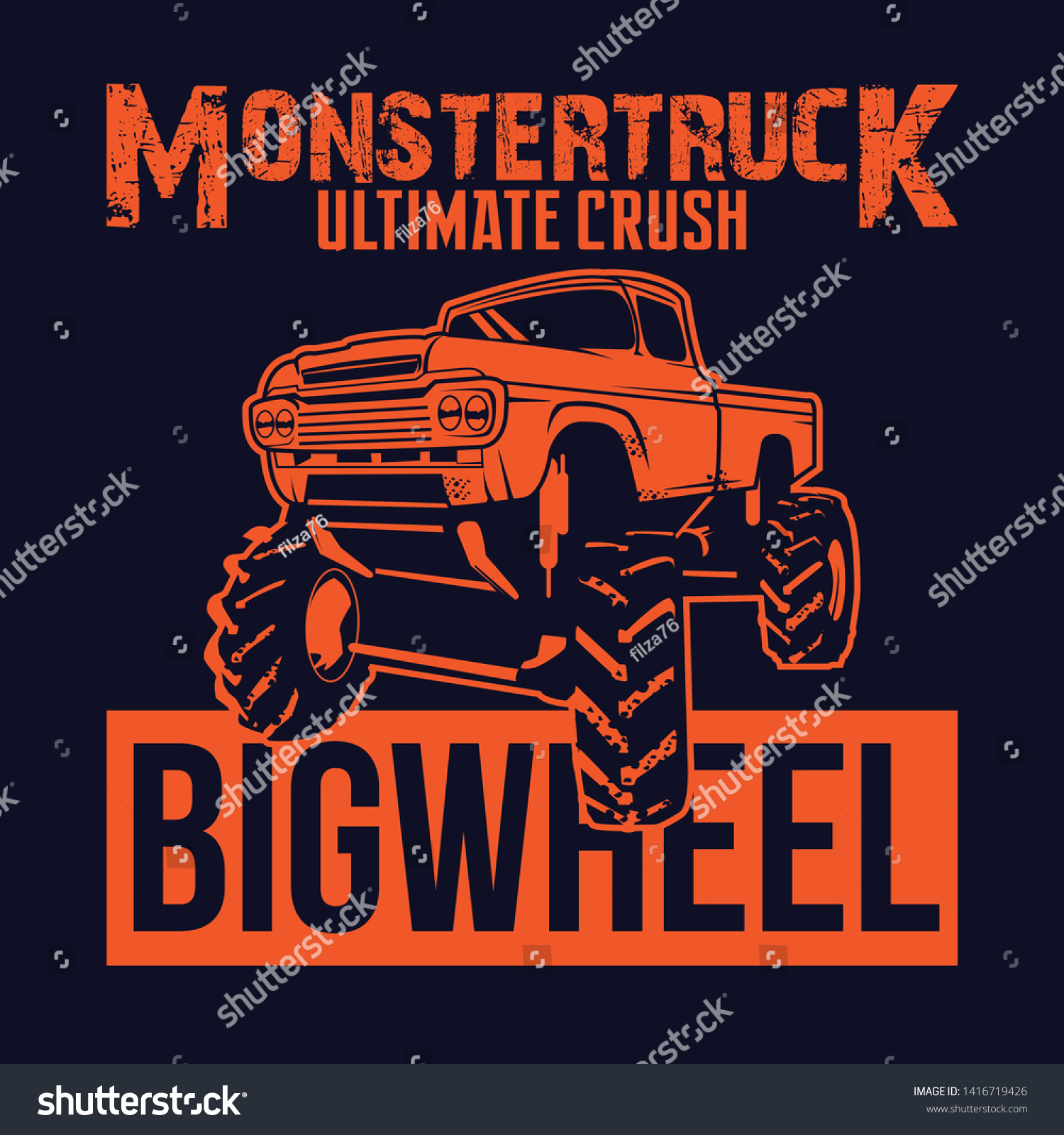 Monster Truck Design T Shirt Club Stock Vector (Royalty Free) 1416719426