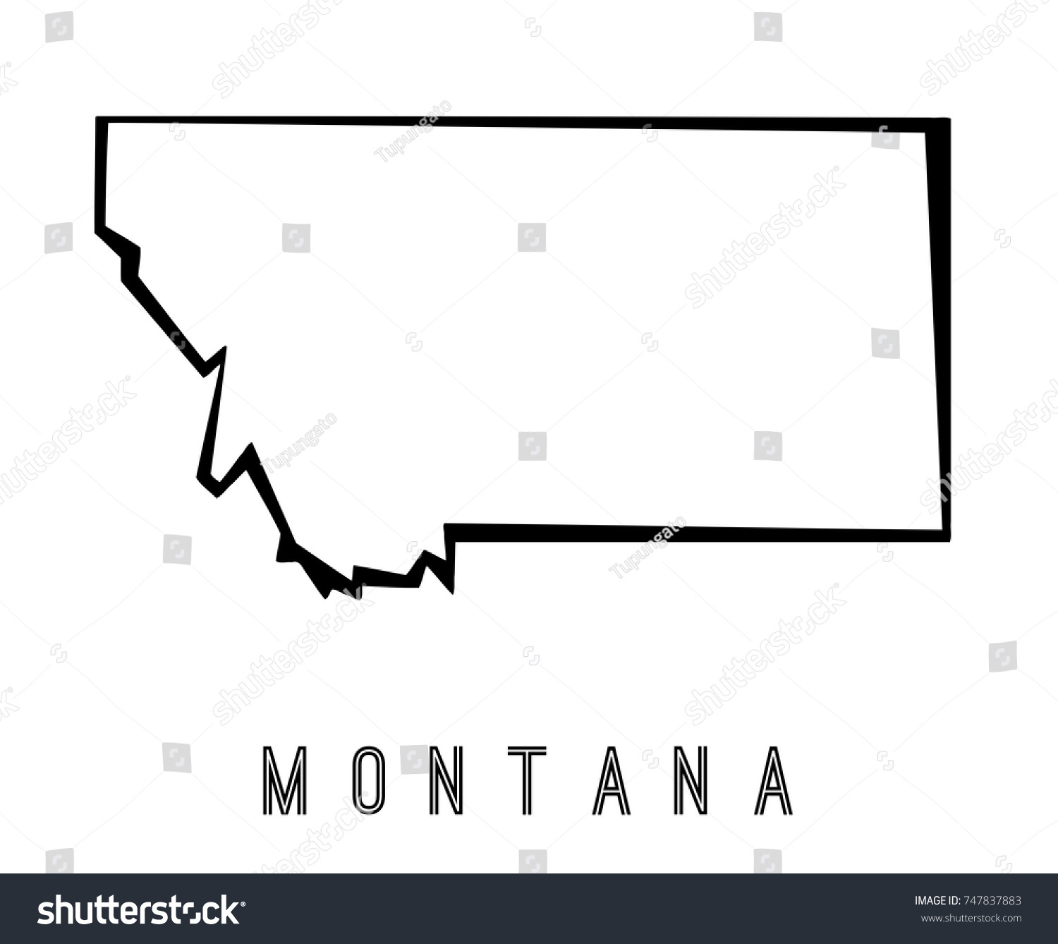 montana map outline us state shape stock vector royalty free