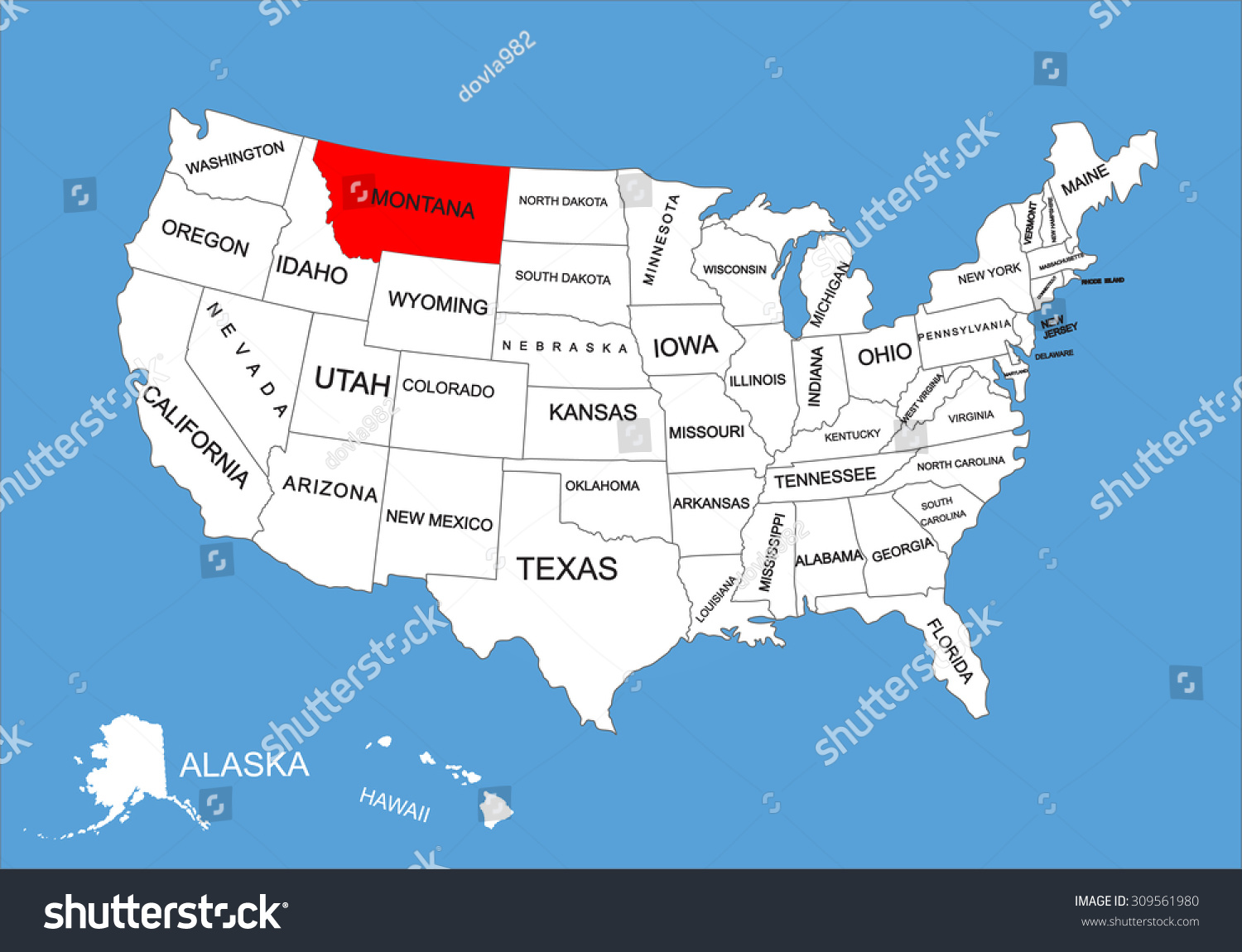 Montana State Usa Vector Map Isolated Stock Vector Royalty Free