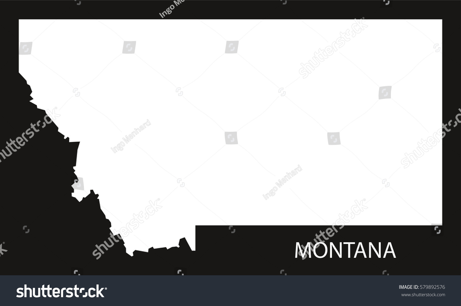 Montana Usa Map Black Inverted Silhouette