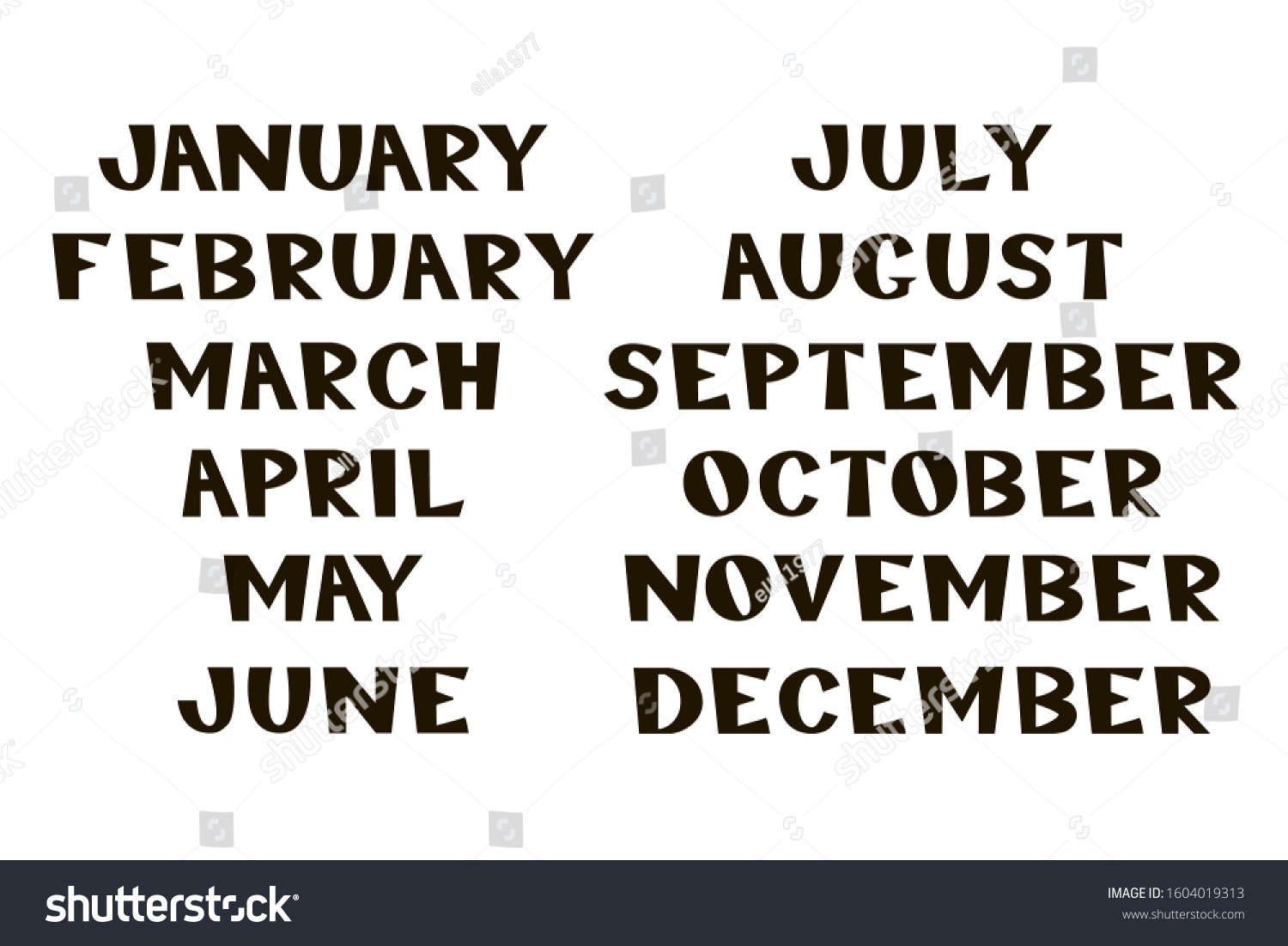 Month Names Year Stamp Style Lettering Stock Vector (Royalty Free ...