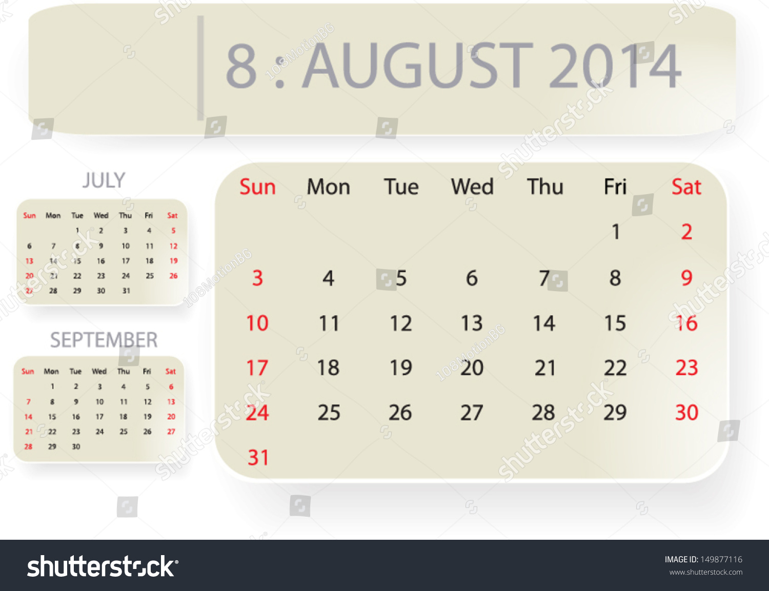 Month Of August 2014 Calendar Template Background With Simple Classic