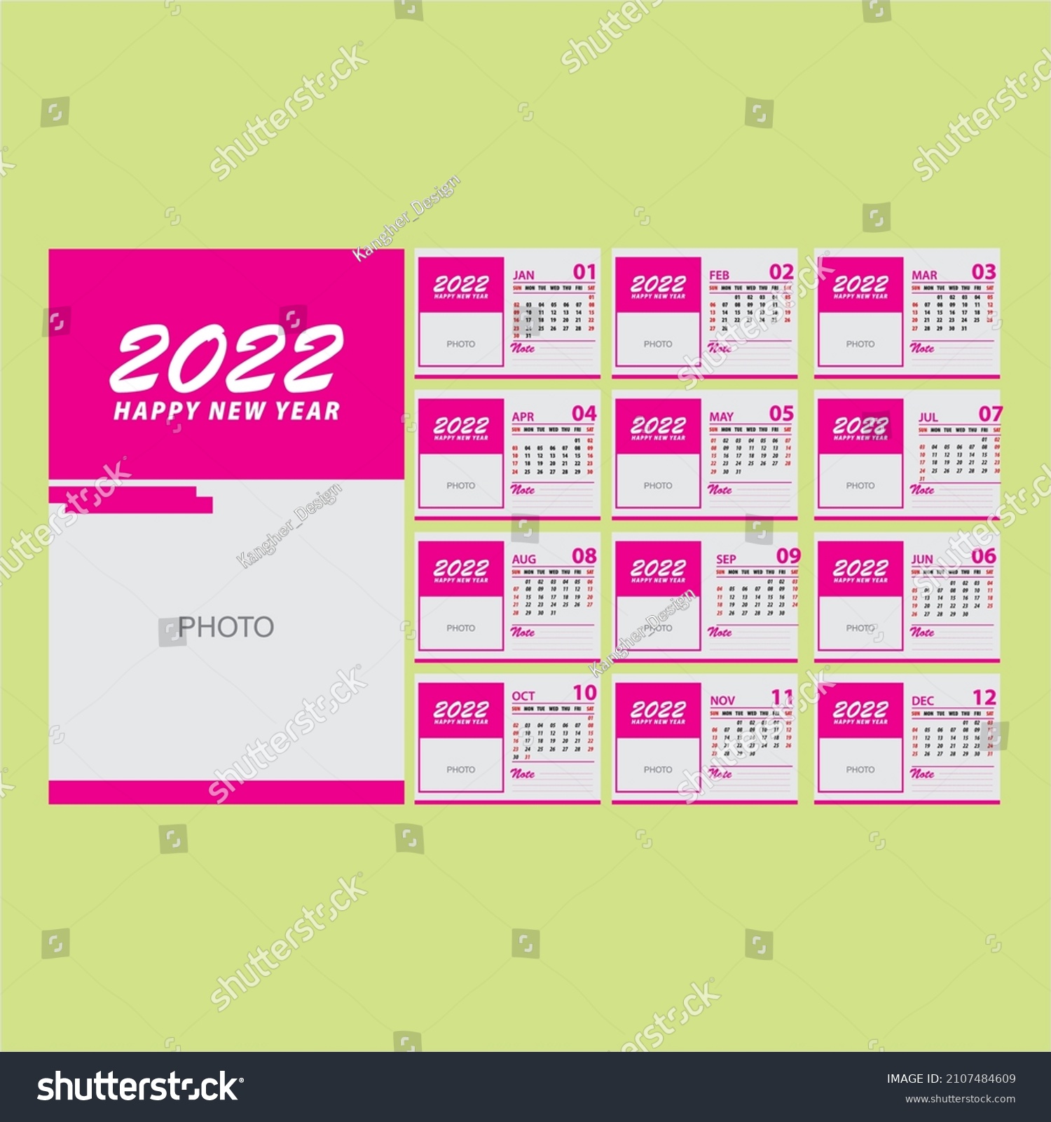 Monthly Calendar Template 2022 Week Starts Stock Vector Royalty Free 2107484609 Shutterstock 2419