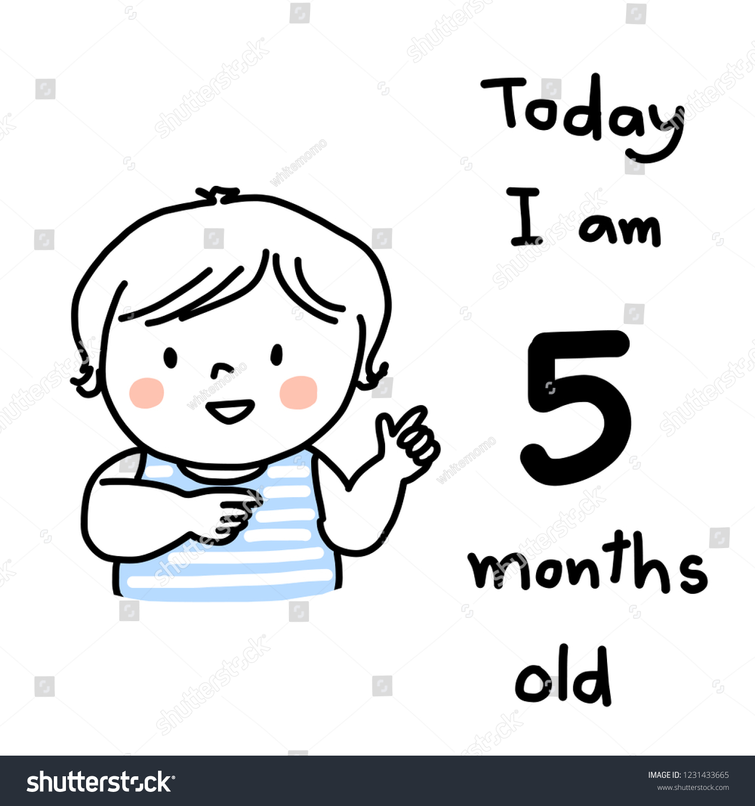 Monthly Milestone Baby Card Cute Little Stock Vector Royalty Free