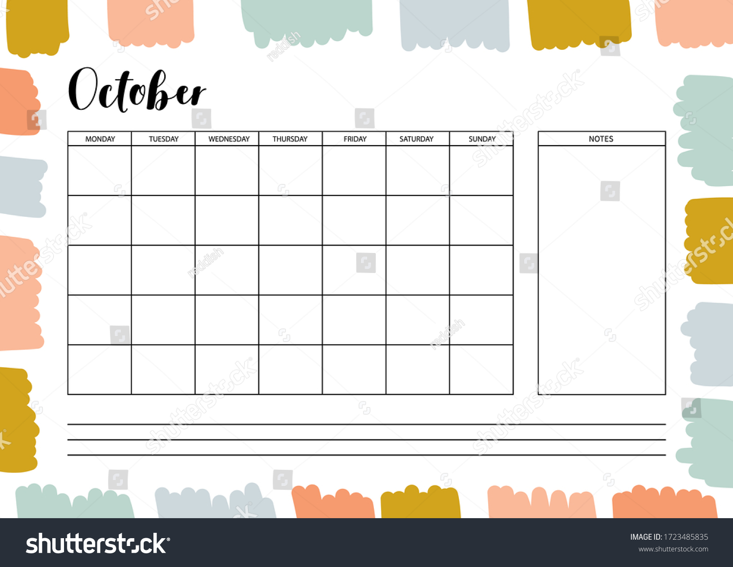 Monthly Planner Diary Organiser Notebook Printable Stock Vector ...