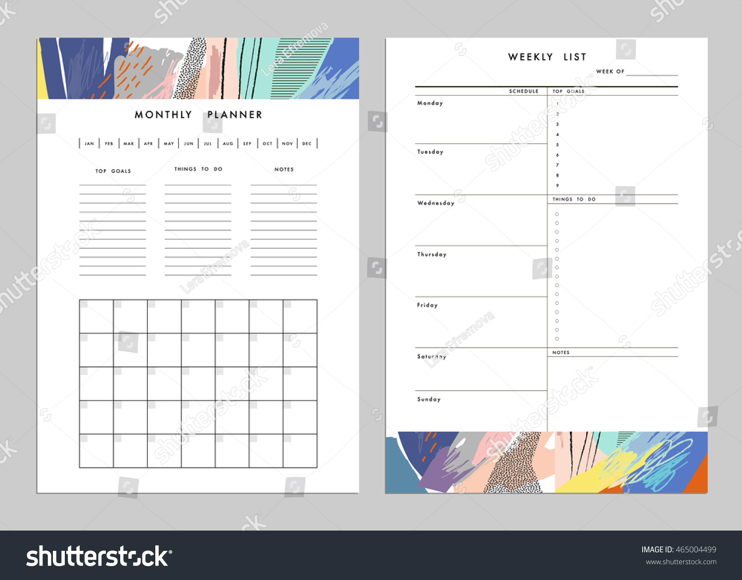 monthly planner plus weekly list templates stock vector royalty monthly planner organizer