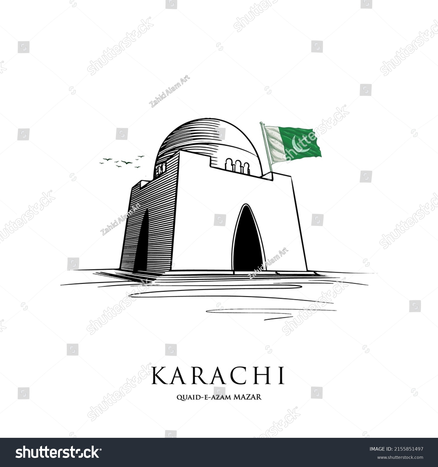 Monuments Karachi Pakistan Mazar E Quaid Stock Vector Royalty Free 2155851497 Shutterstock