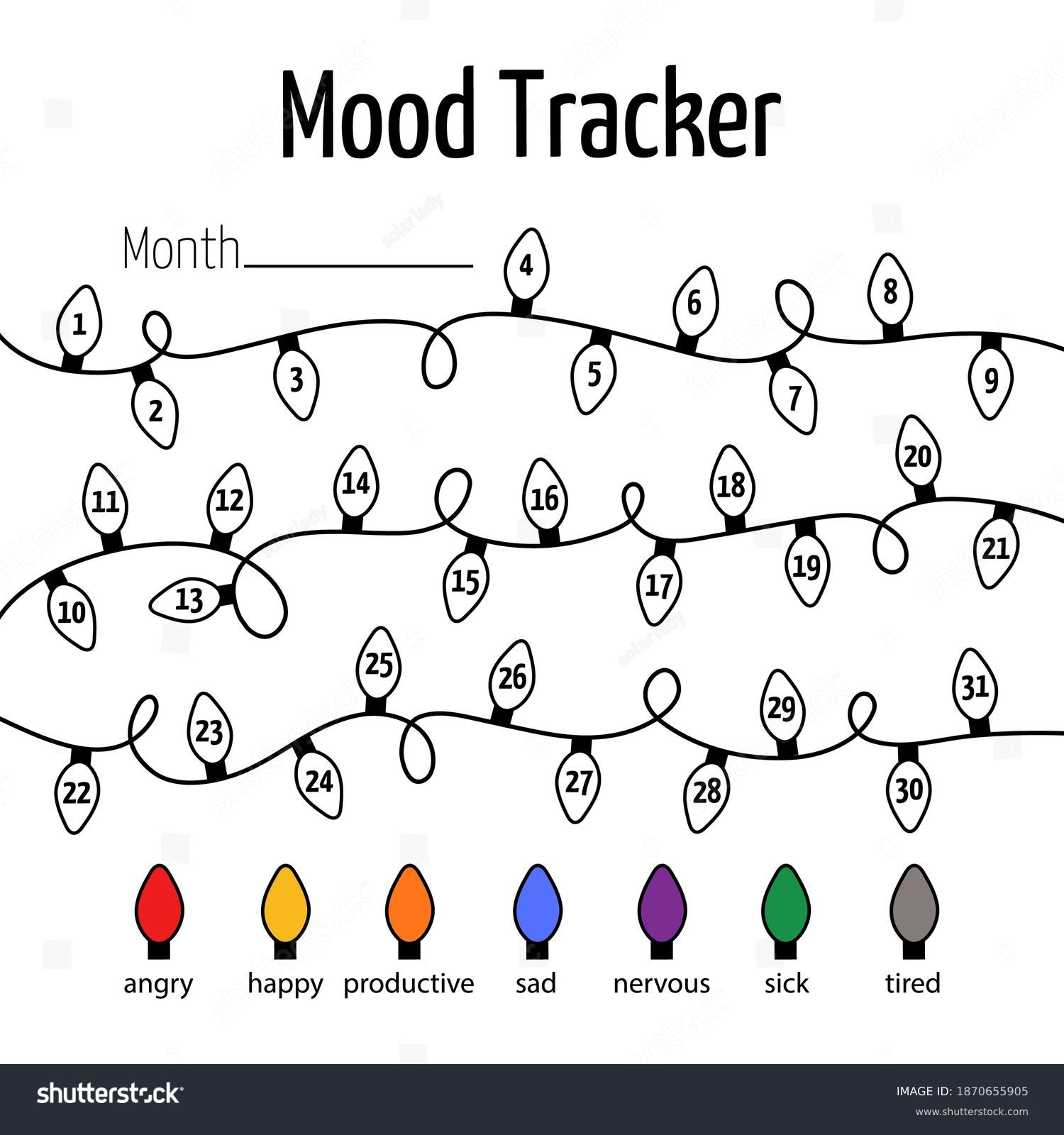 Mood Tracker Calendar Year Pixels Mood Stock Vector (Royalty Free ...