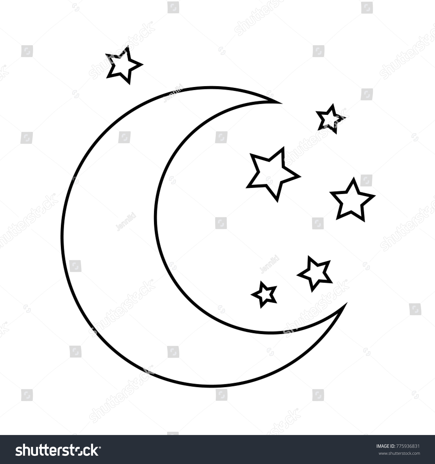 Moon and stars drawing Coloring pages for kids Vector stock