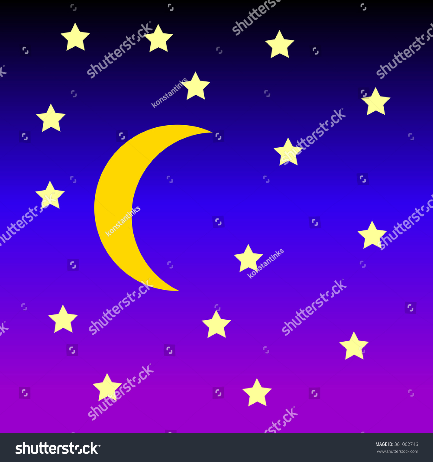 Moon Stars On Night Sky Vector Stock Vector 361002746 - Shutterstock