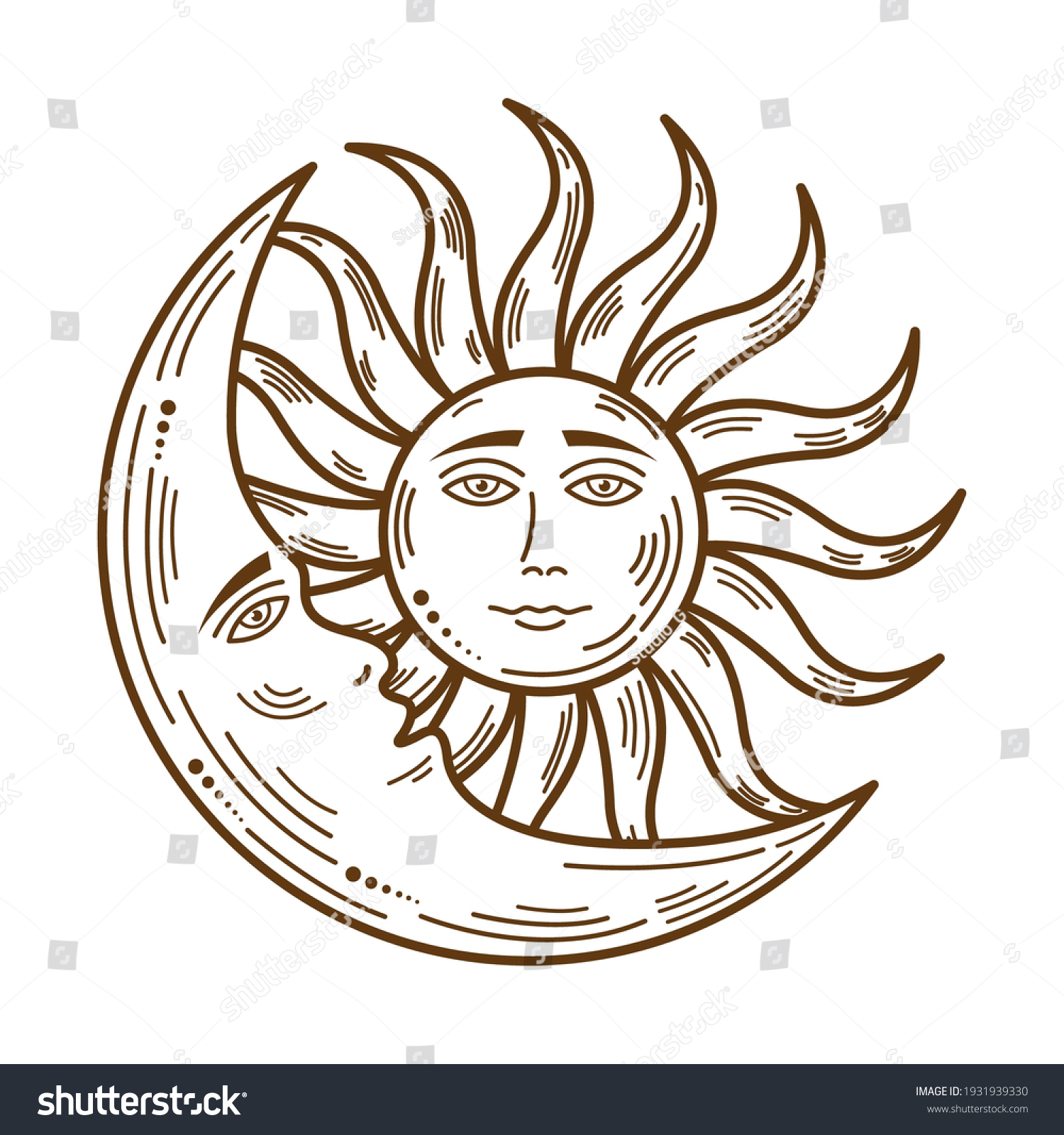 Moon Sun Astrology Symbol Stock Vector (Royalty Free) 1931939330 ...