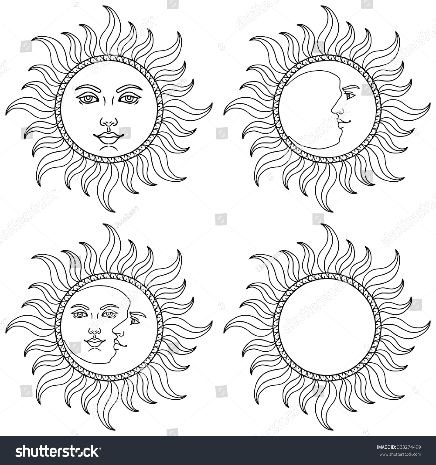  Moon Sun Vector Illustration Stock Vector 333274499 