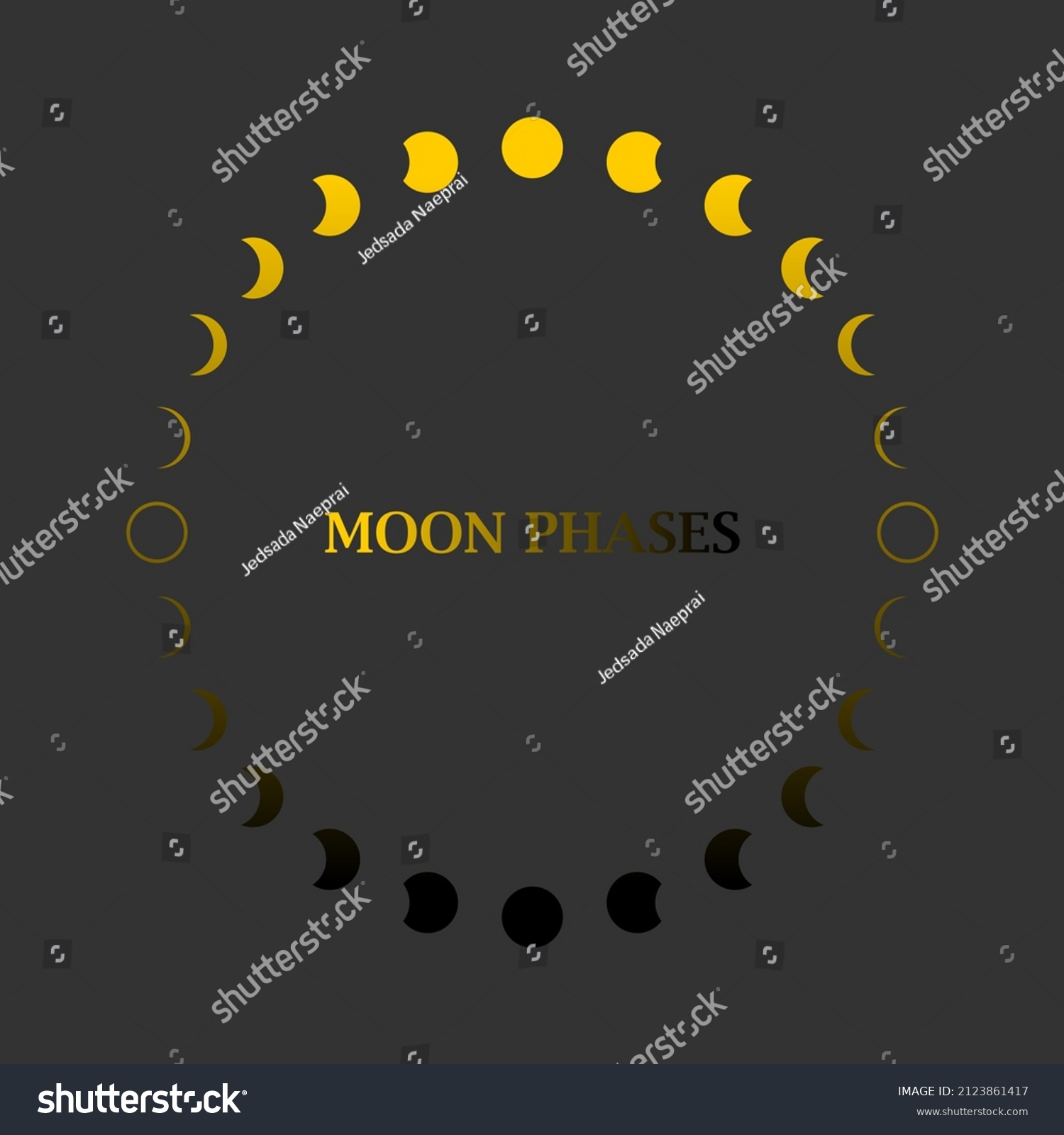 Moon Different Phases Lunar Phases Black Stock Vector (Royalty Free