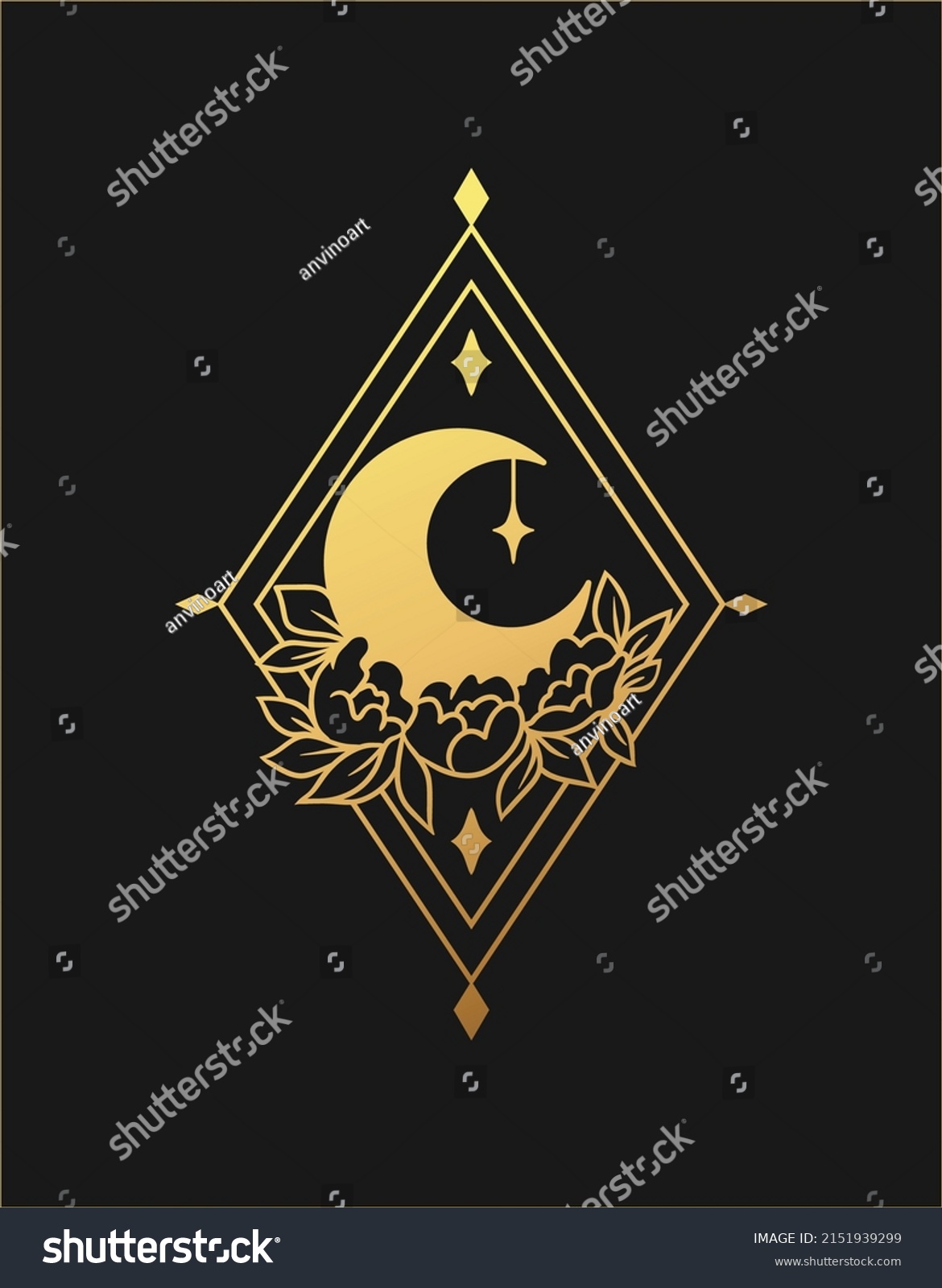 Moon Gold Style Logo Moon Vector Stock Vector (Royalty Free) 2151939299 ...