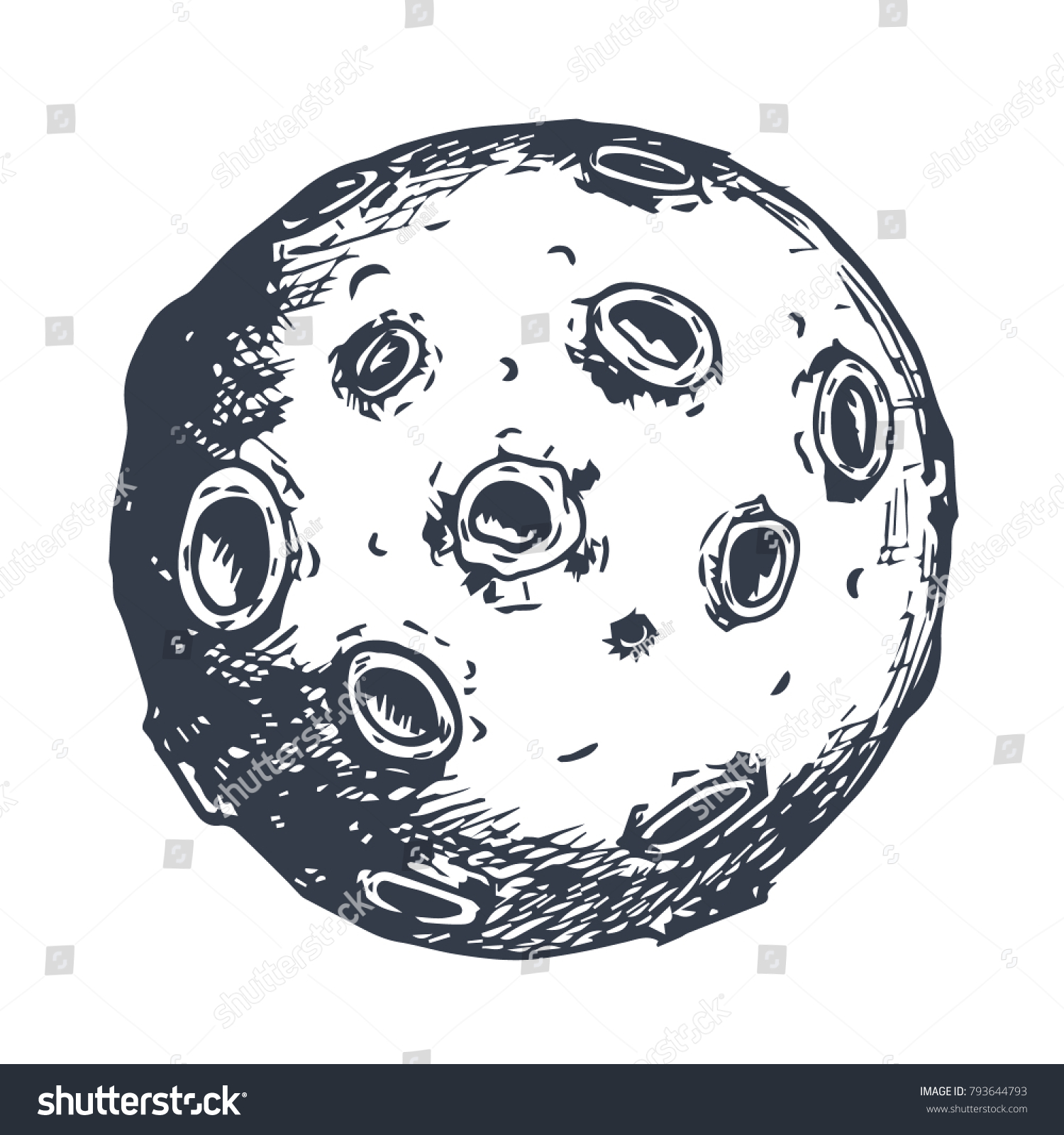 Moon Hand Drawn Sketch On White Stock Vector (Royalty Free) 793644793