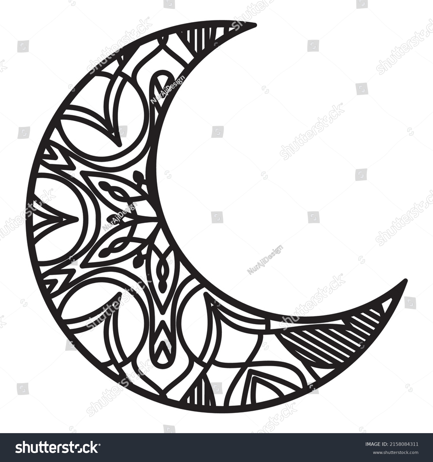 Moon Mandala Coloring Pages Stock Vector (Royalty Free) 2158084311 ...