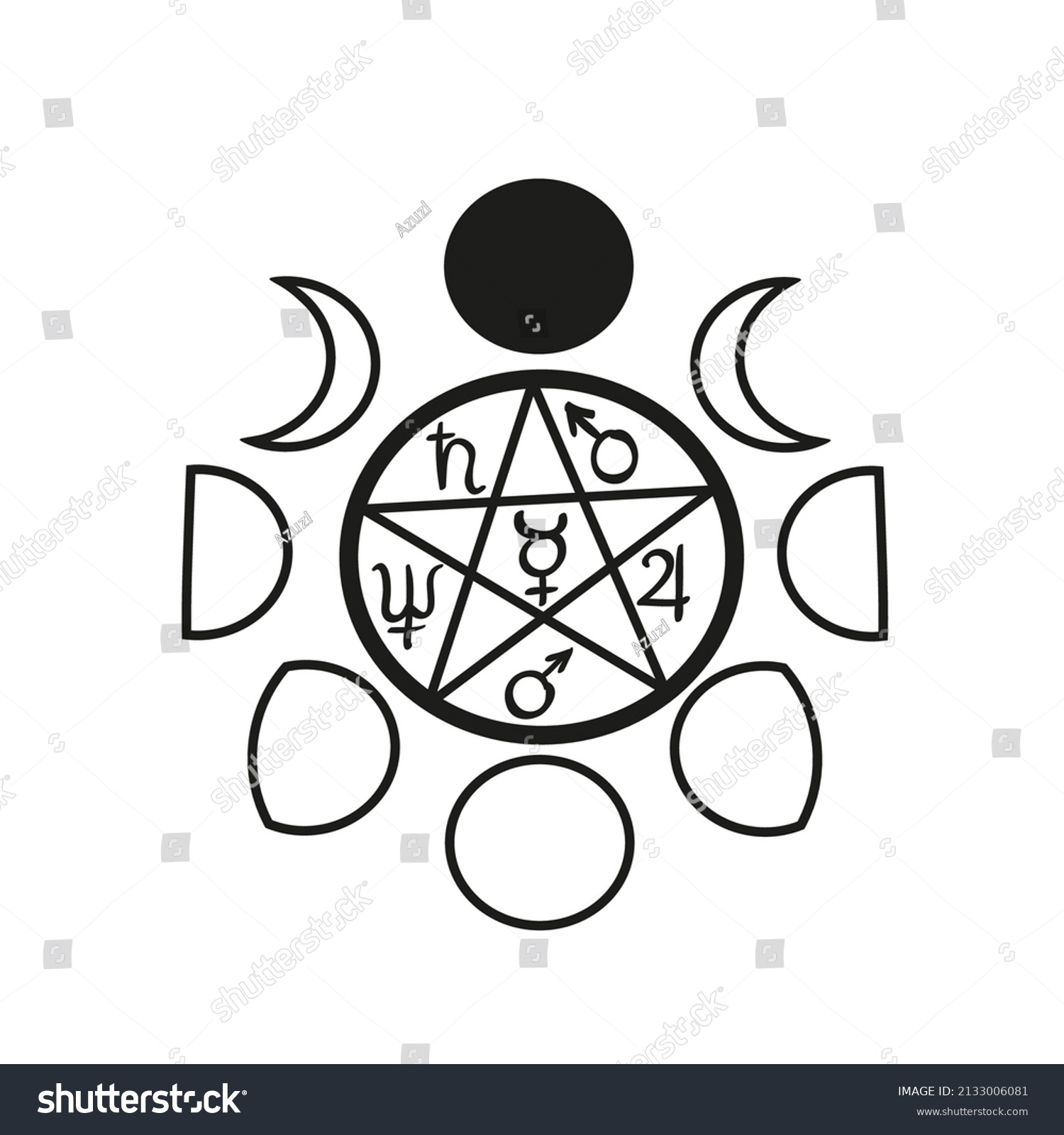 Moon Phases Diagram Outlined Coloring Page Stock Vector (Royalty Free ...