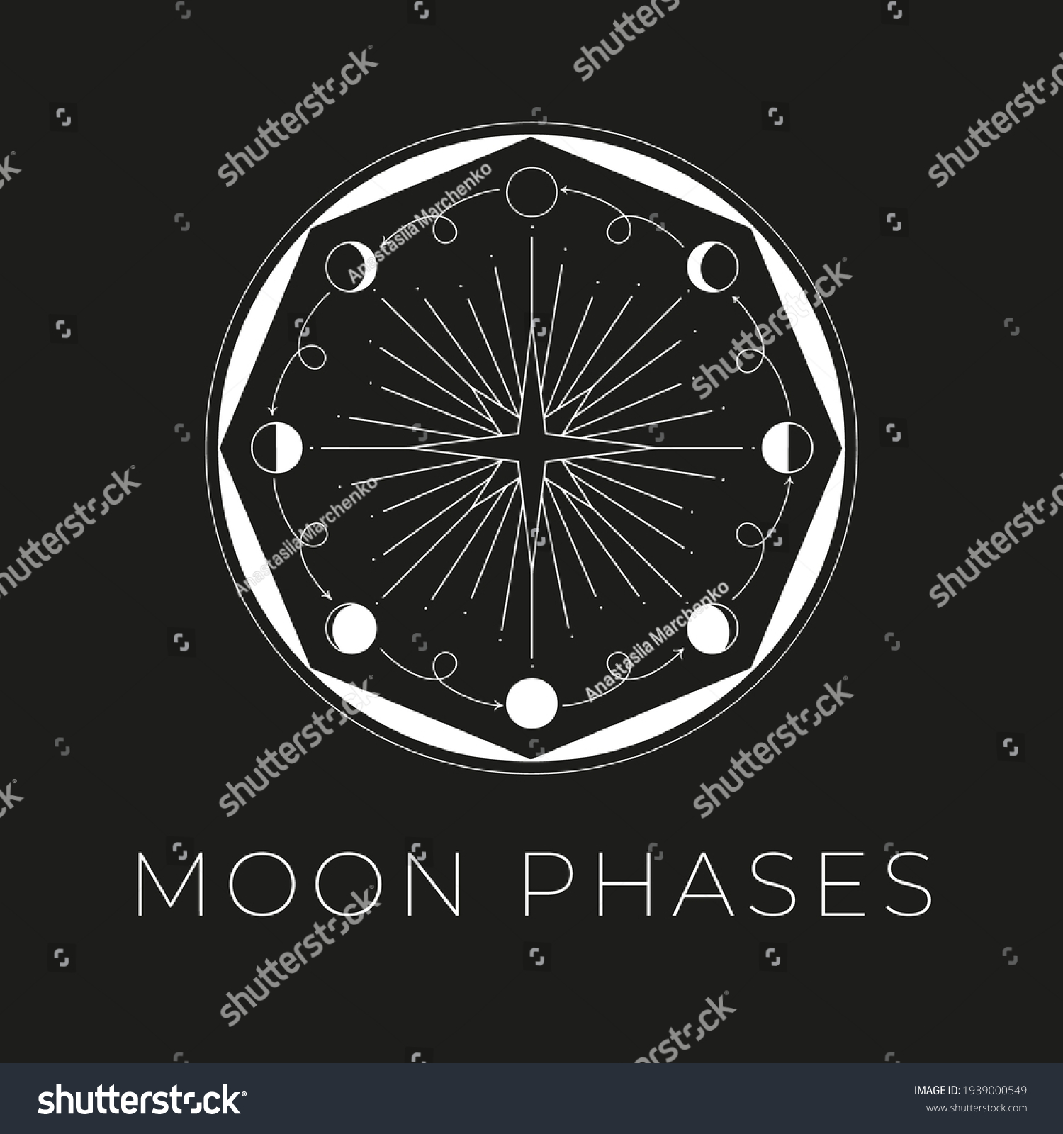 Moon Phases Logo Lunar Circle Vector Stock Vector Royalty Free 1939000549