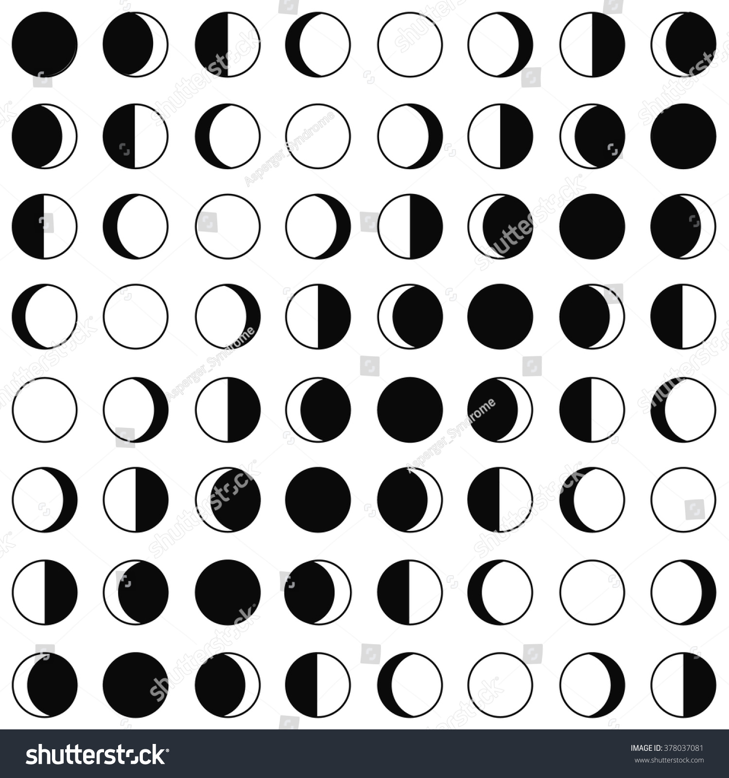 Moon Phases Pattern On White Background Stock Vector (Royalty Free ...