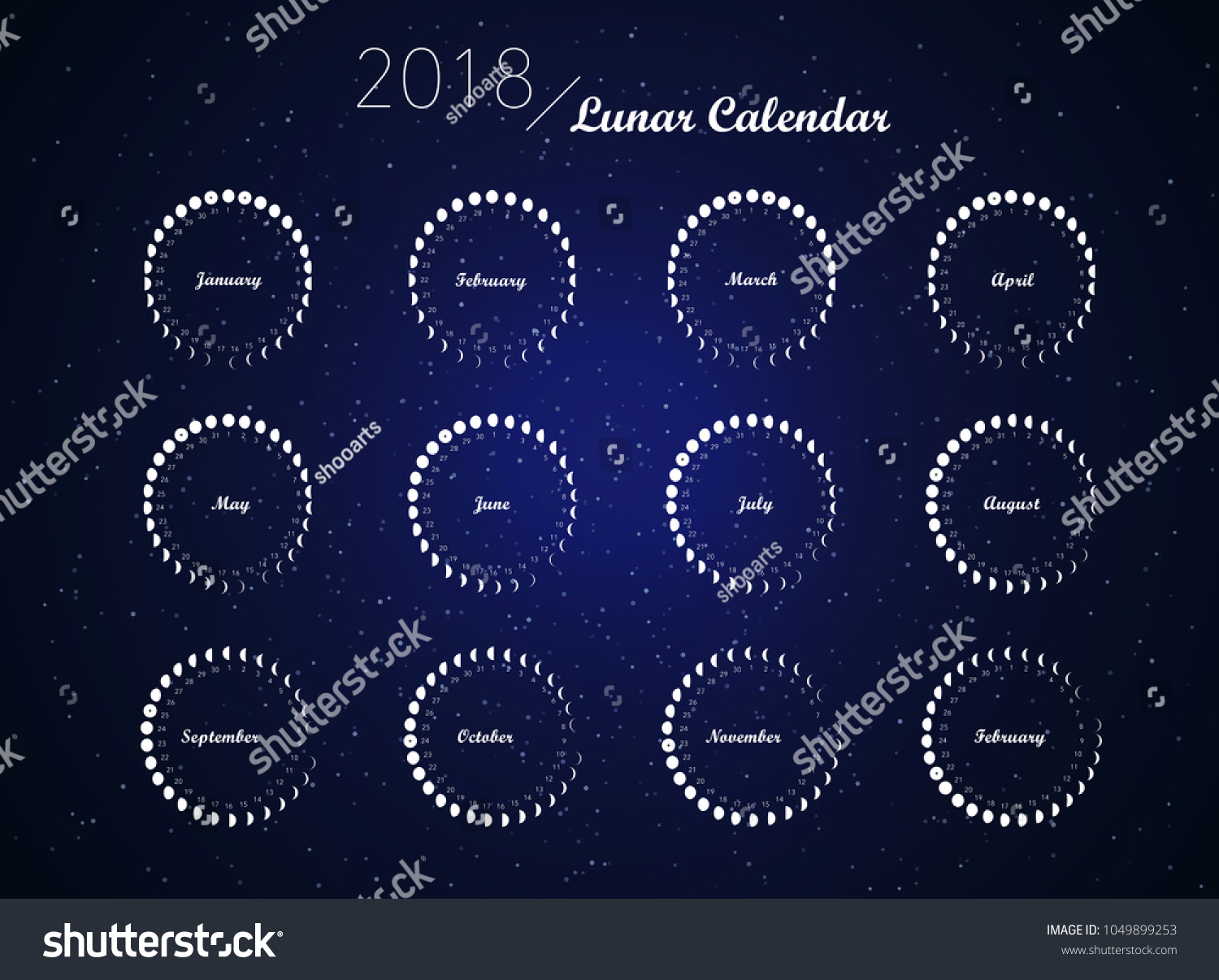 Moon Phases Spiral Calendar Vector Stock Vector (Royalty Free) 1049899253