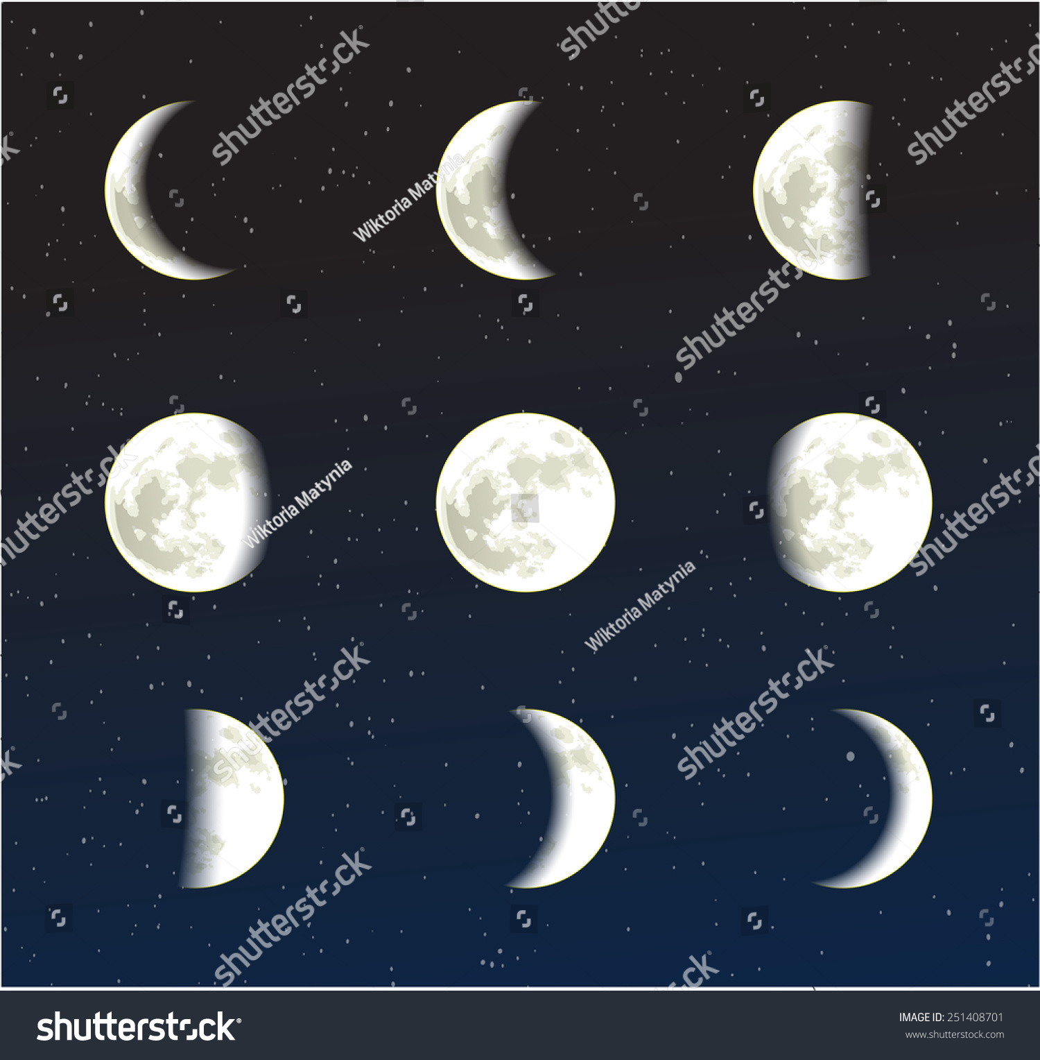 Moon Phases Vector Stock Vector 251408701 - Shutterstock