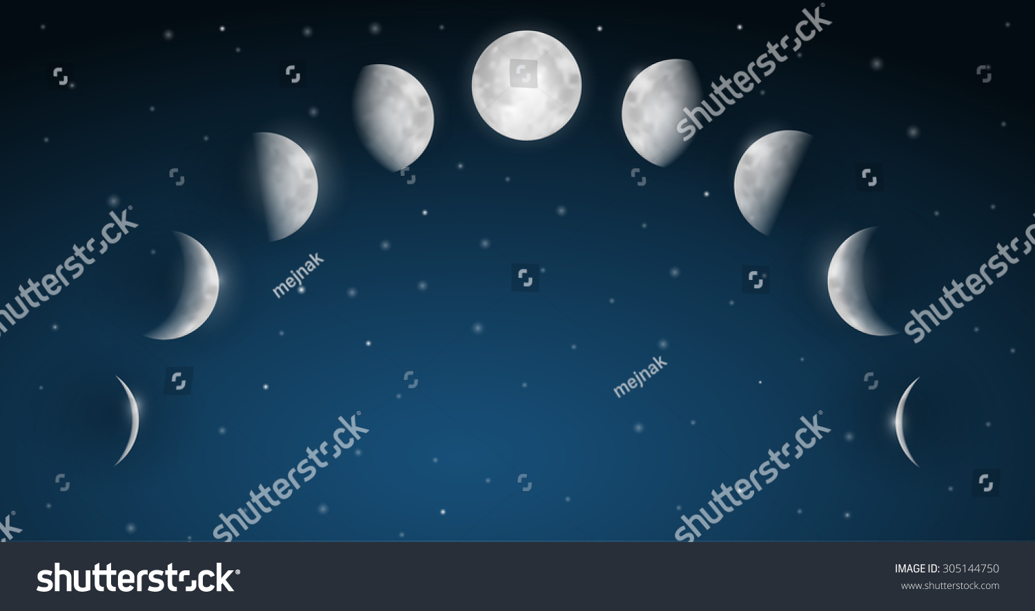 Moon Phases Vector - 305144750 : Shutterstock