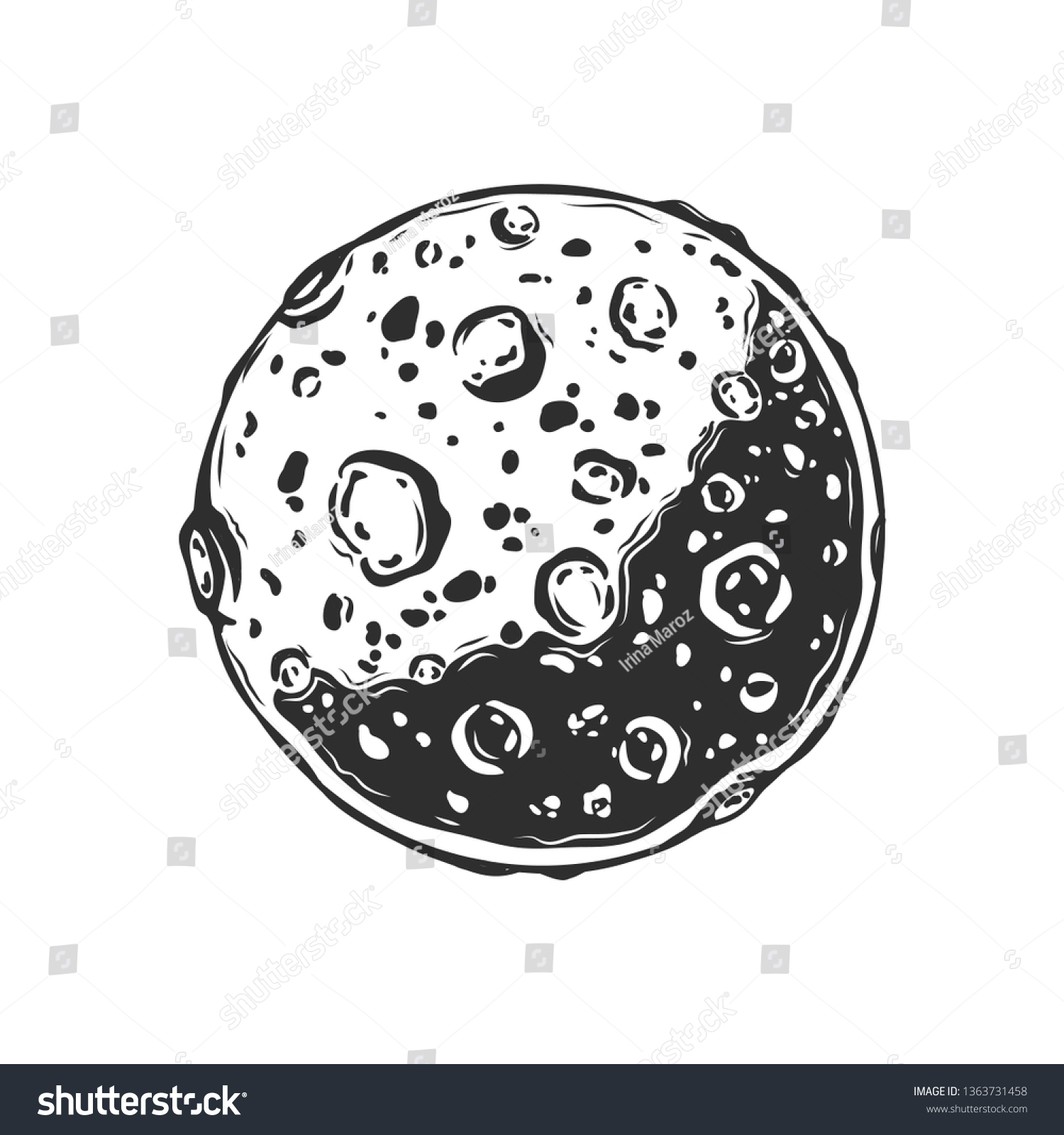 Moon Shape Texture Craters Vector Illustration Stock Vector (Royalty ...