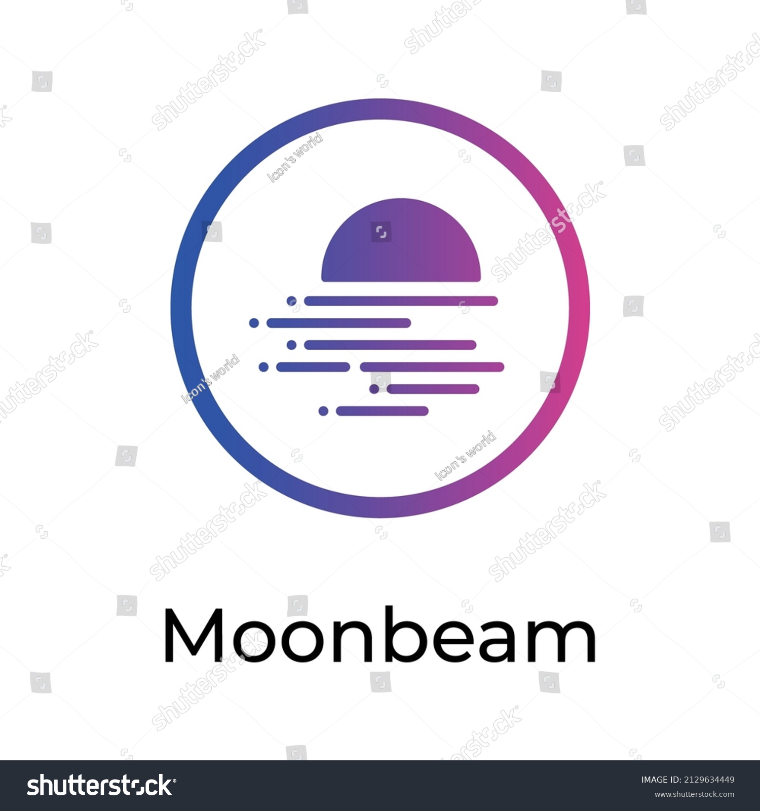 SVG of Moonbeam Cryptocurrency coin icon. GLMR coin symbol. Cryptocurrency vector icon. Flat Vector illustration - Vector svg