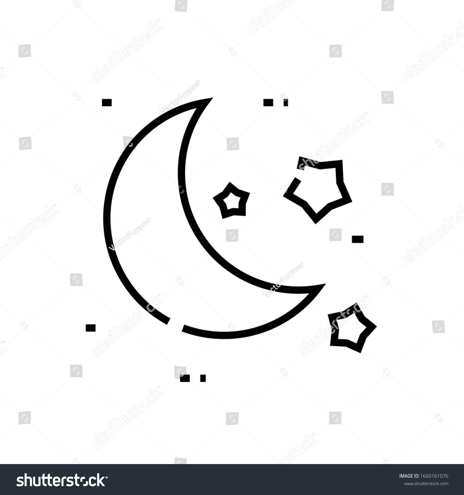 Moonlight Line Icon Concept Sign Outline Stock Vector (Royalty Free ...