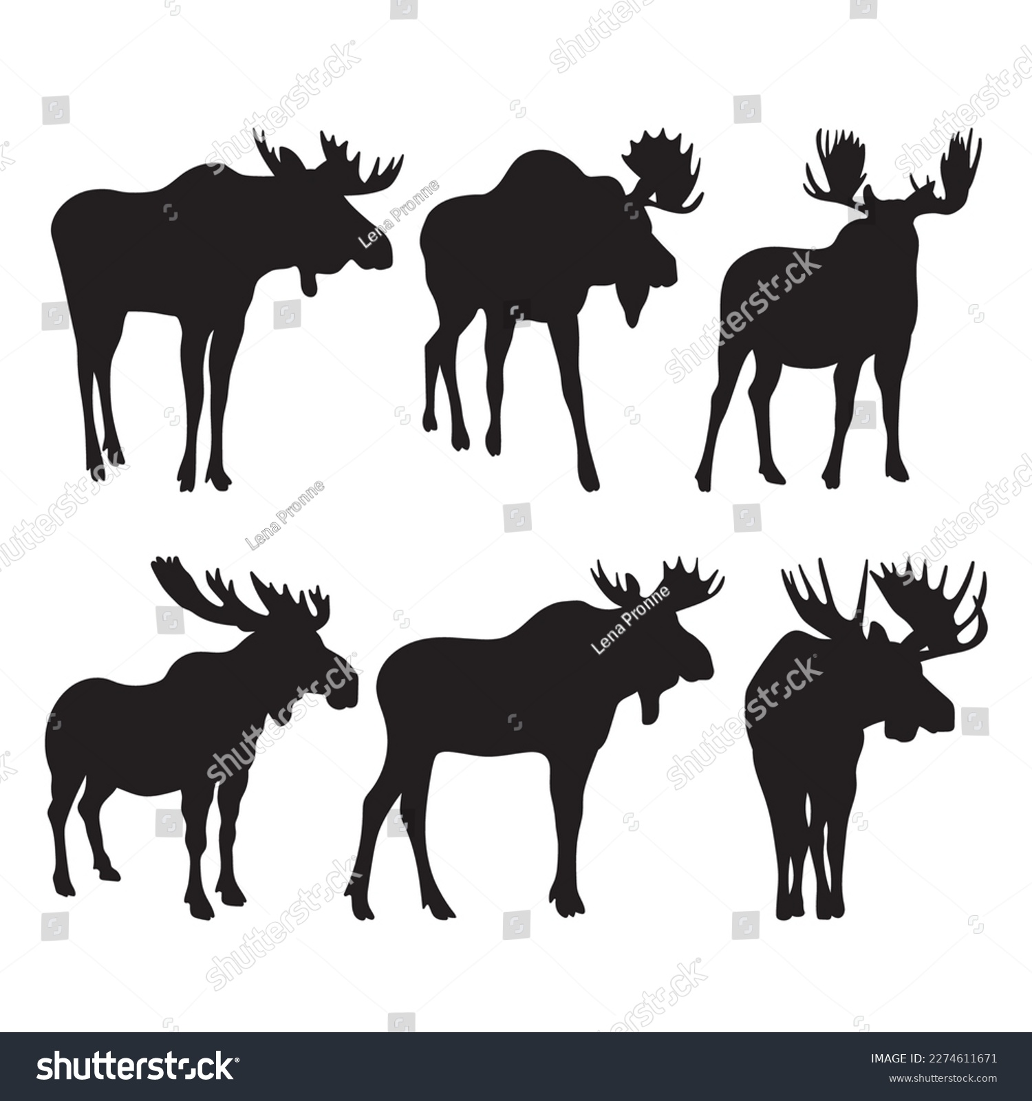 SVG of Moose silhouettes, forest animals set stencil templates for design svg