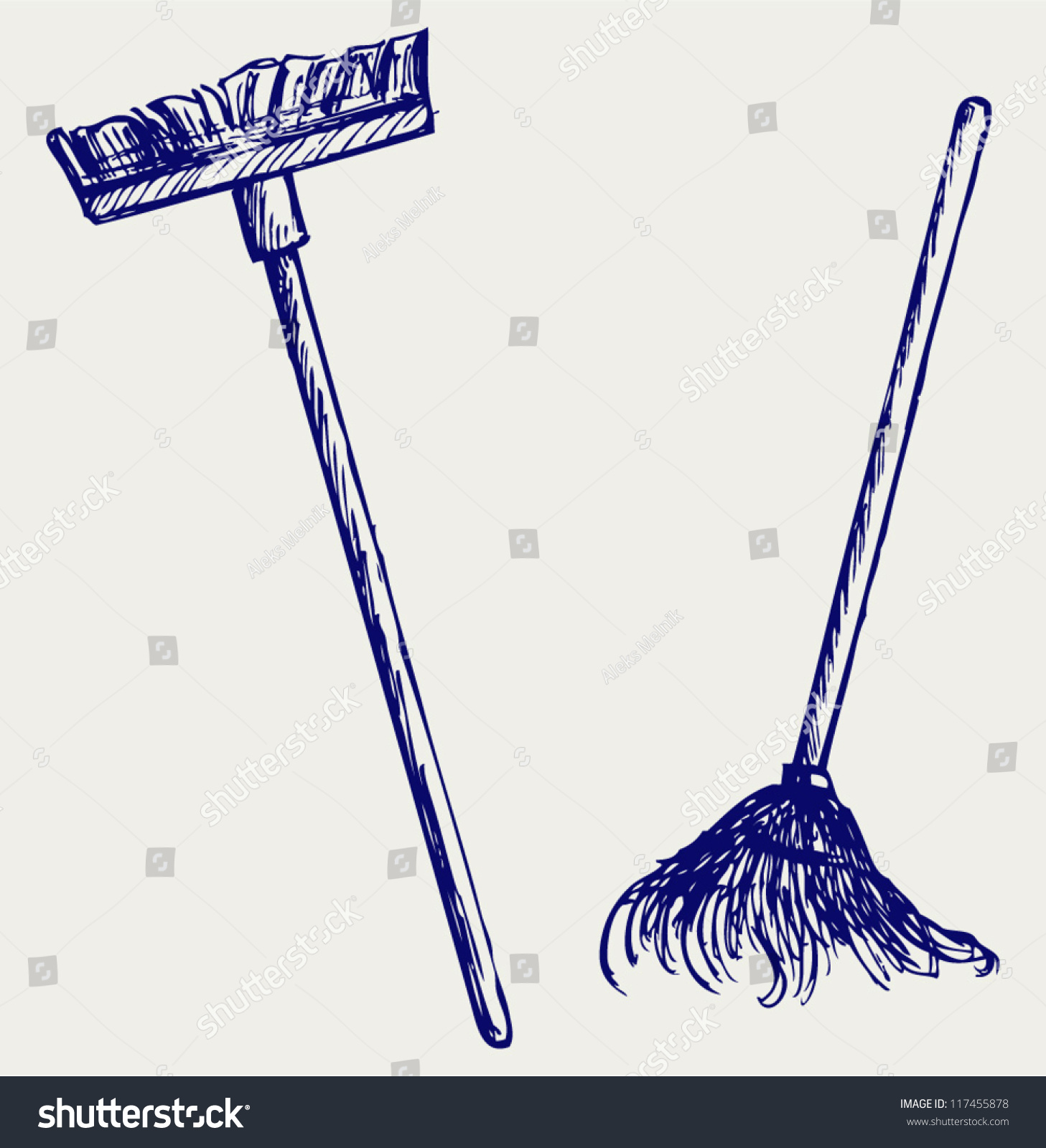 Mop Broom Doodle Style Stock Vector (Royalty Free) 117455878 | Shutterstock