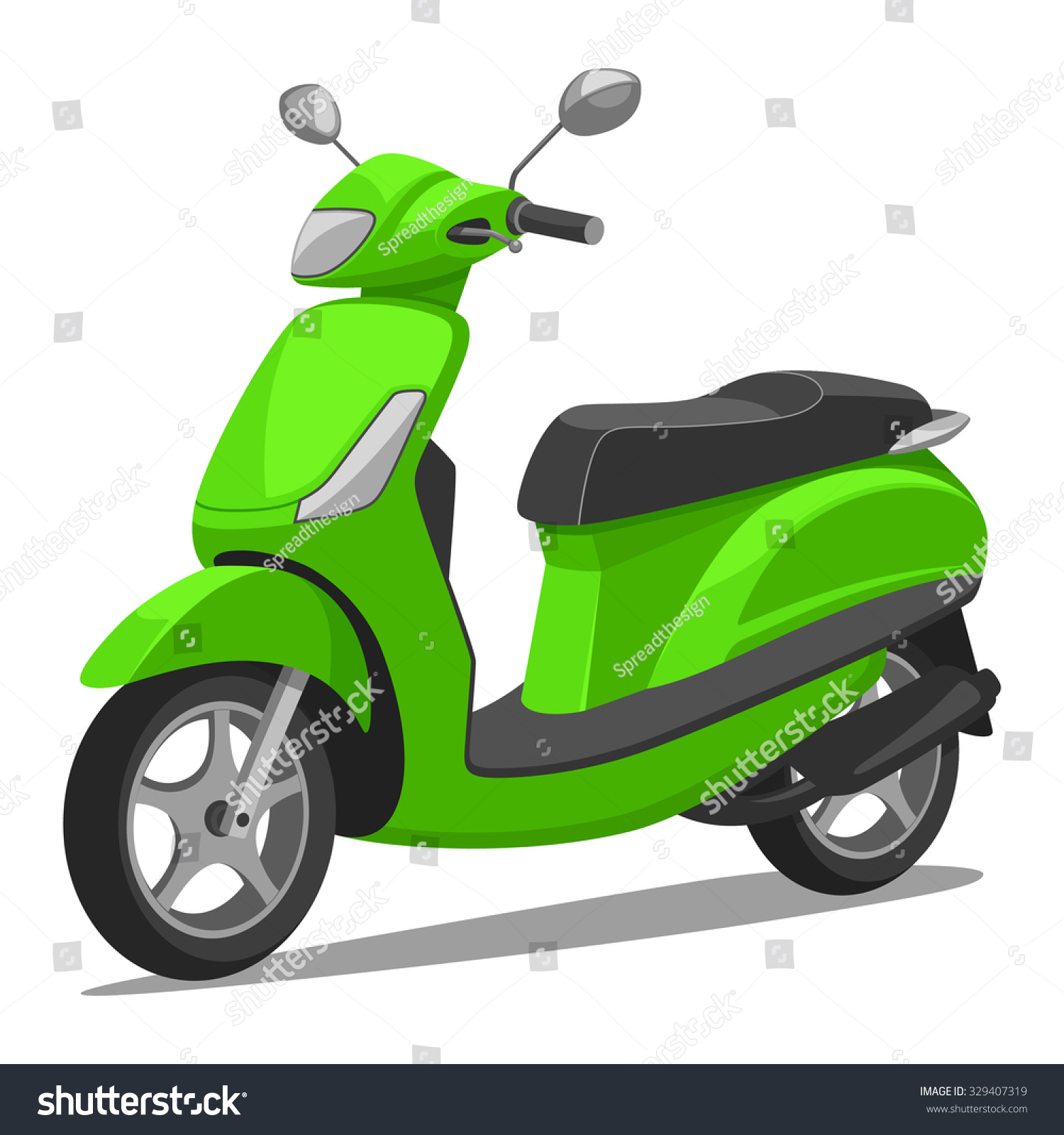 green scooter, black seat, side view clip art preview