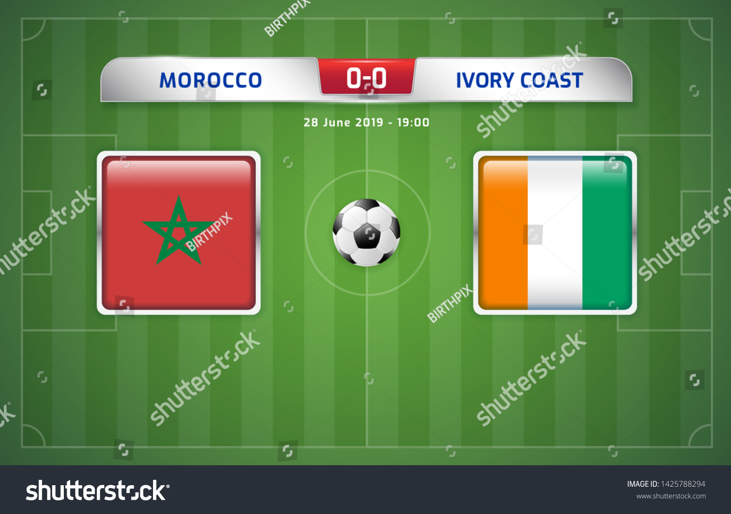 Morocco Vs Ivory Coast Scoreboard Broadcast Stock Vector (Royalty 1425788294
