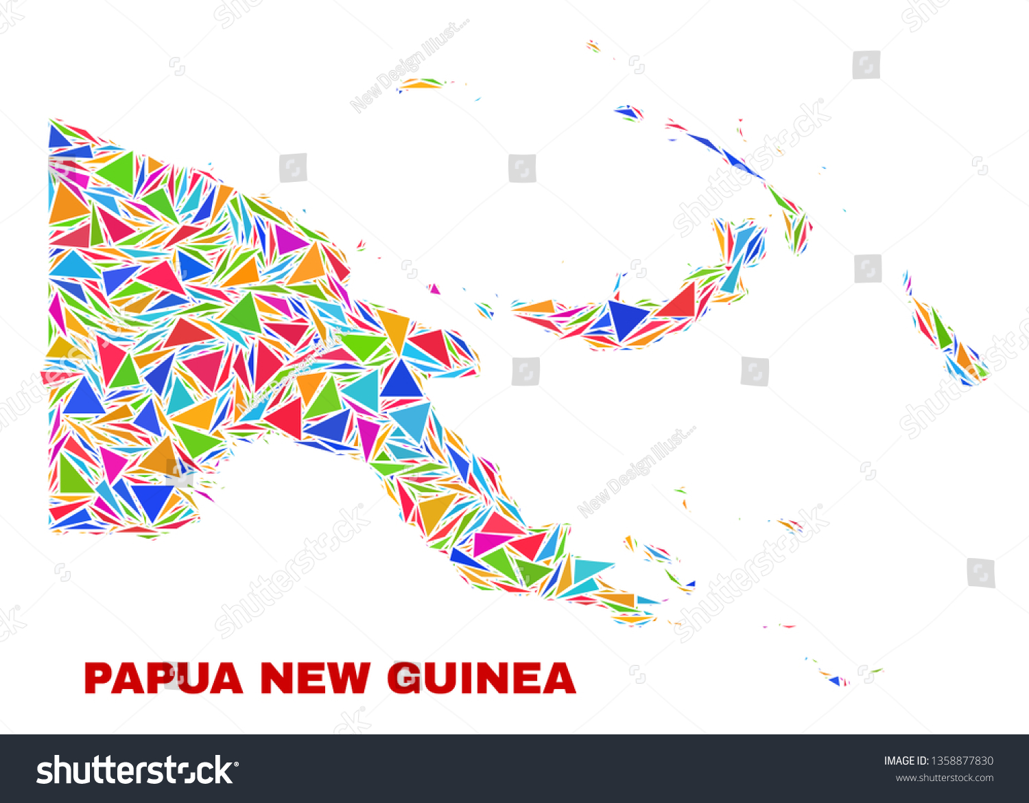 Mosaic Papua New Guinea Map Triangles Stock Vector (Royalty Free 