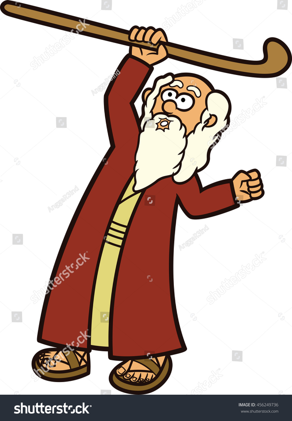 Moses Prophet His Staff Cartoon Illustration Stock Vector 456249736 ...