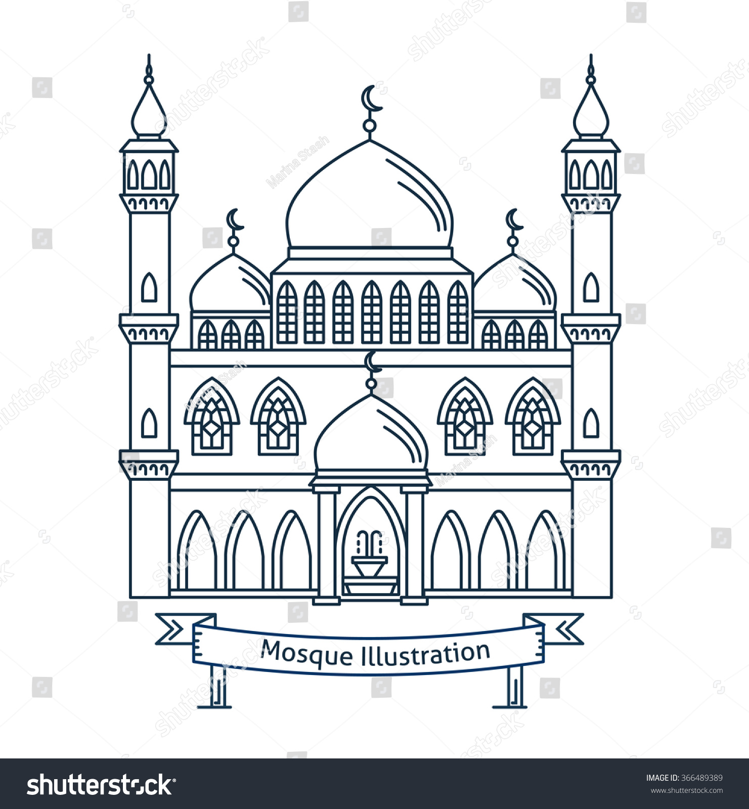 Moschee Flache Illustration Islam Symbol Flache Vektorarchitektur Illustration Stock Vektorgrafik Lizenzfrei