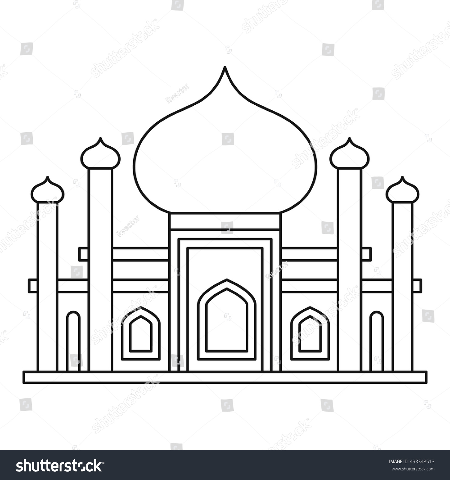 Mosque Icon Outline Style On White Stock Vector 493348513 - Shutterstock