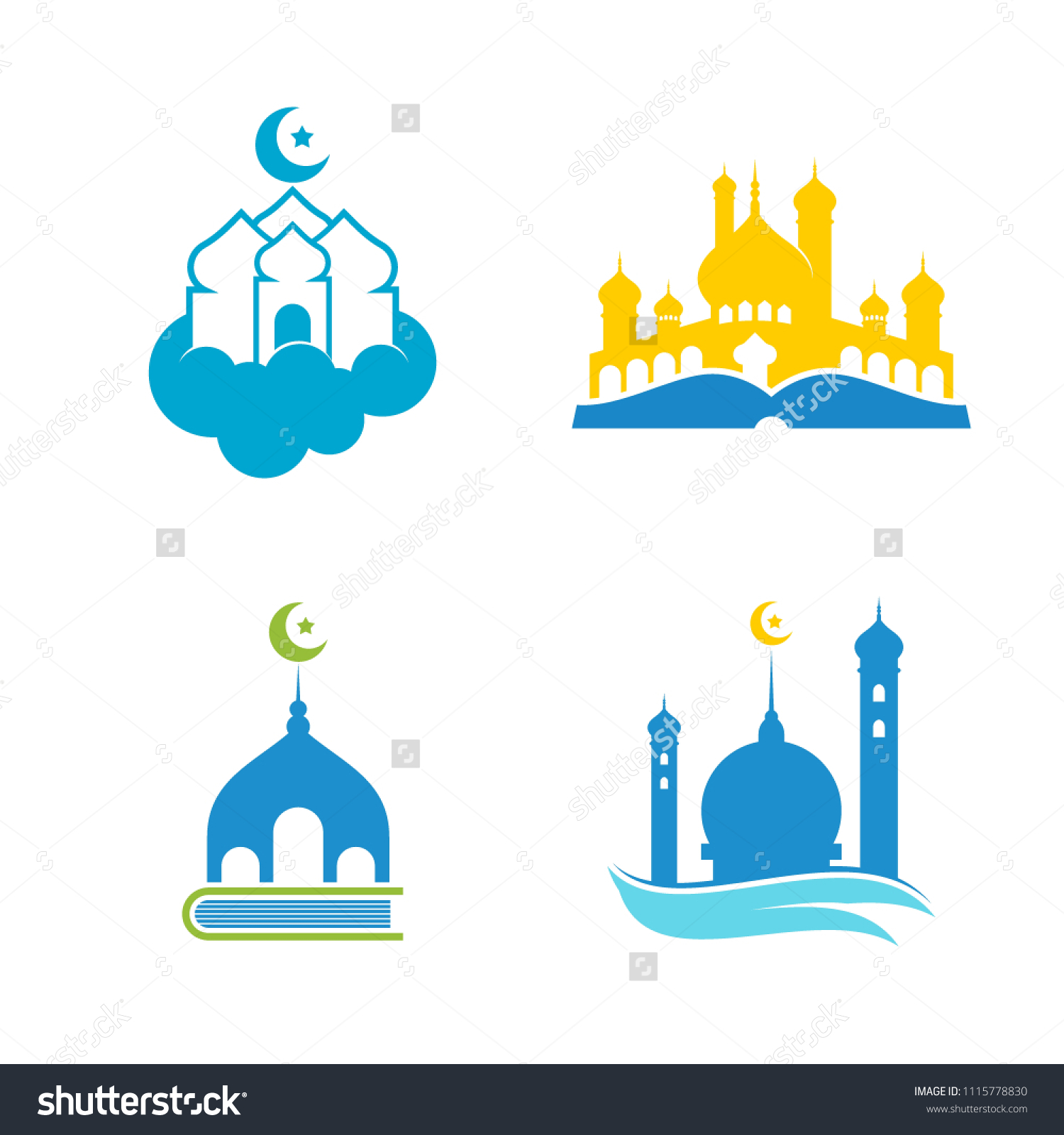 Mosque Logo Design Emblem Template Masjid Stock Vektorgrafik