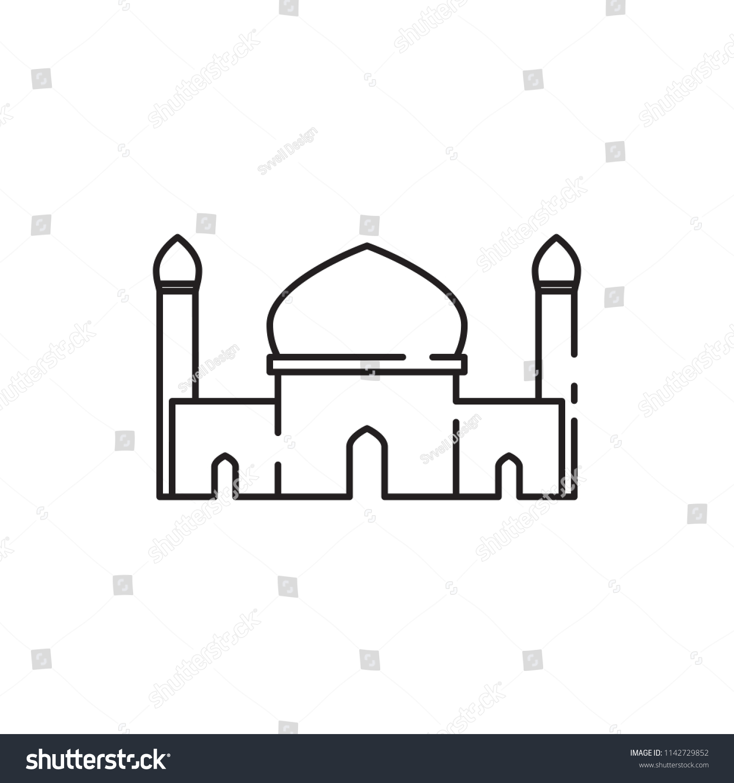 Mosque Twin Tower Sketch Vector Illustration Stock Vector (Royalty Free ...